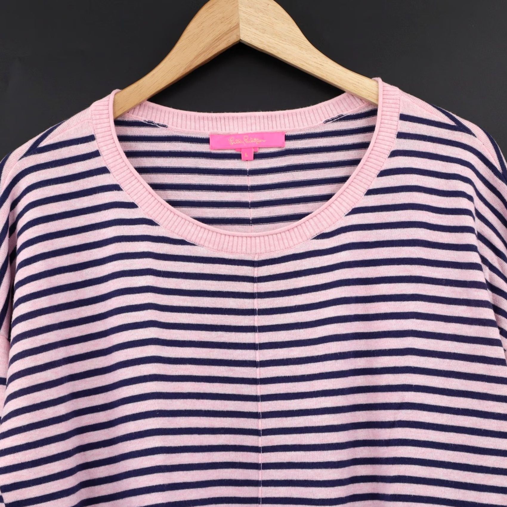 Lilly Pulitzer Lilly Pulitzer Women's Sweater Stripe Pink L Cotton, Polyester Pullover Round Neck All Seasons Lightweight Knit Button, Machine Washable Size L / US 10 / IT 46 - 3 Thumbnail