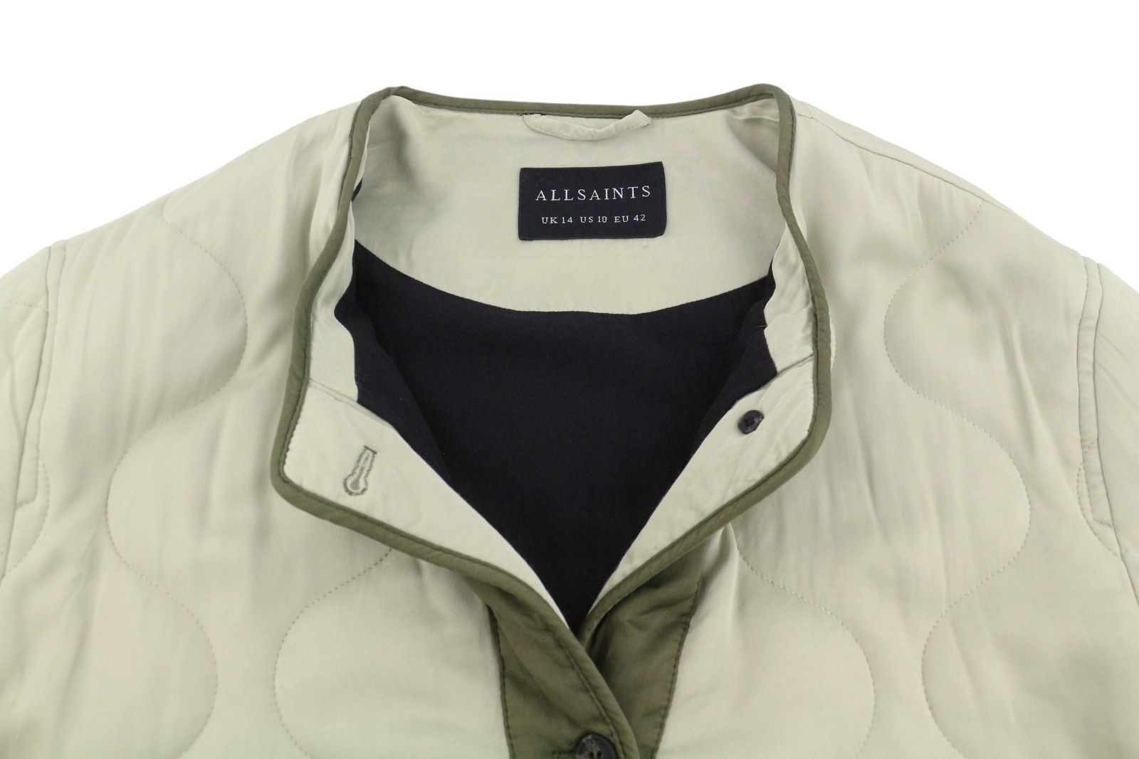 Allsaints Foxi Liner EU42 Green Quilted Button Crew Neck 86742 Size XL / US 12-14 / IT 48-50 - 5 Thumbnail