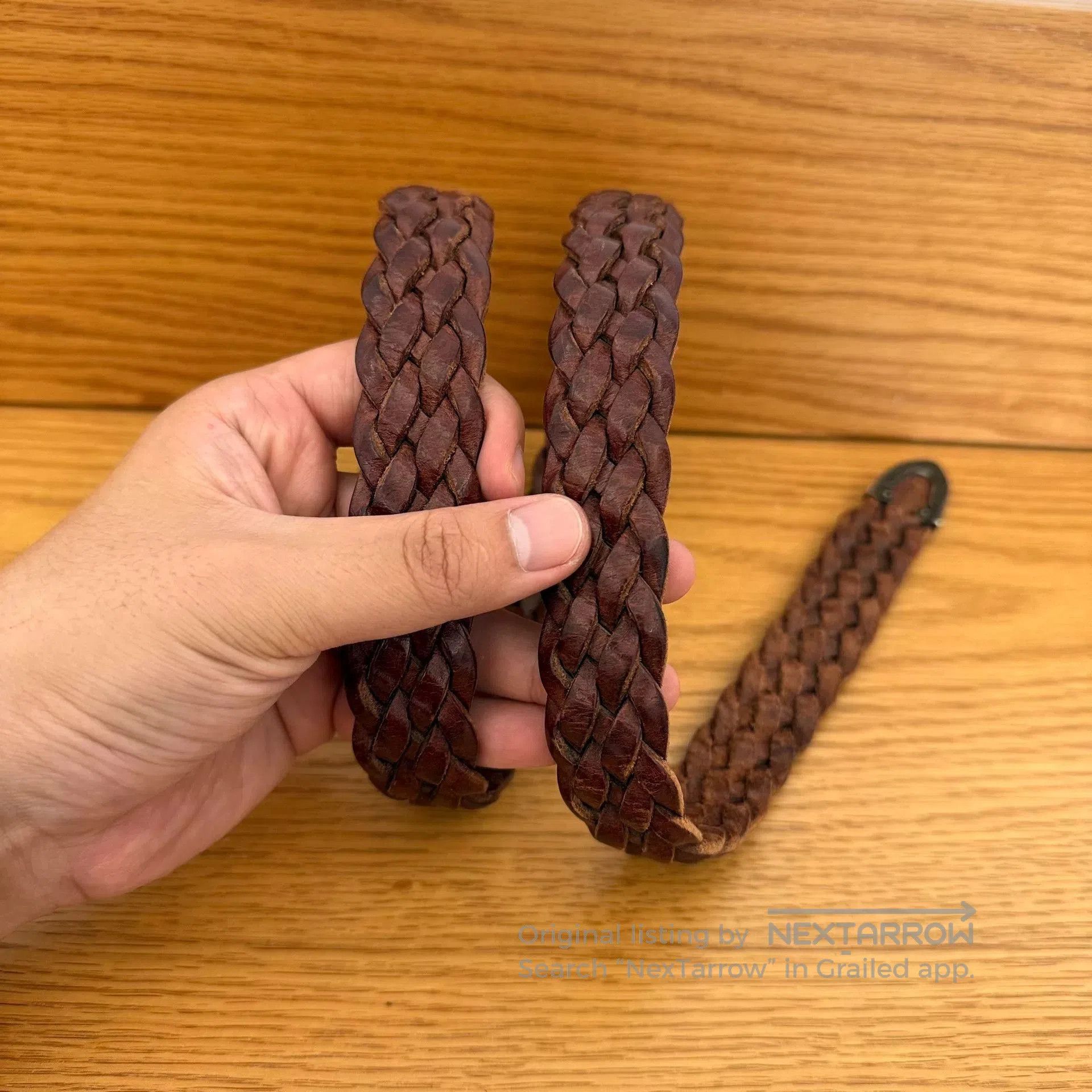 Polo Ralph Lauren RL Vintage Silver Leather Braided Belt. Size ONE SIZE - 8 Thumbnail
