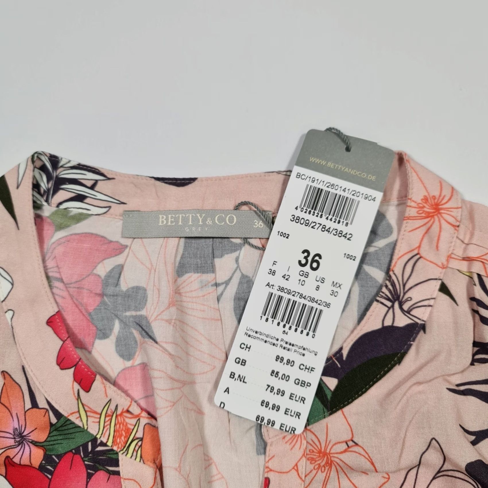 CO Betty & Co Blouse Pink Long Sleeve Henley Logo 100% Viscose Lightweight 10 UK Womens Shirt Regular Floral Size L / US 10 / IT 46 - 3 Thumbnail