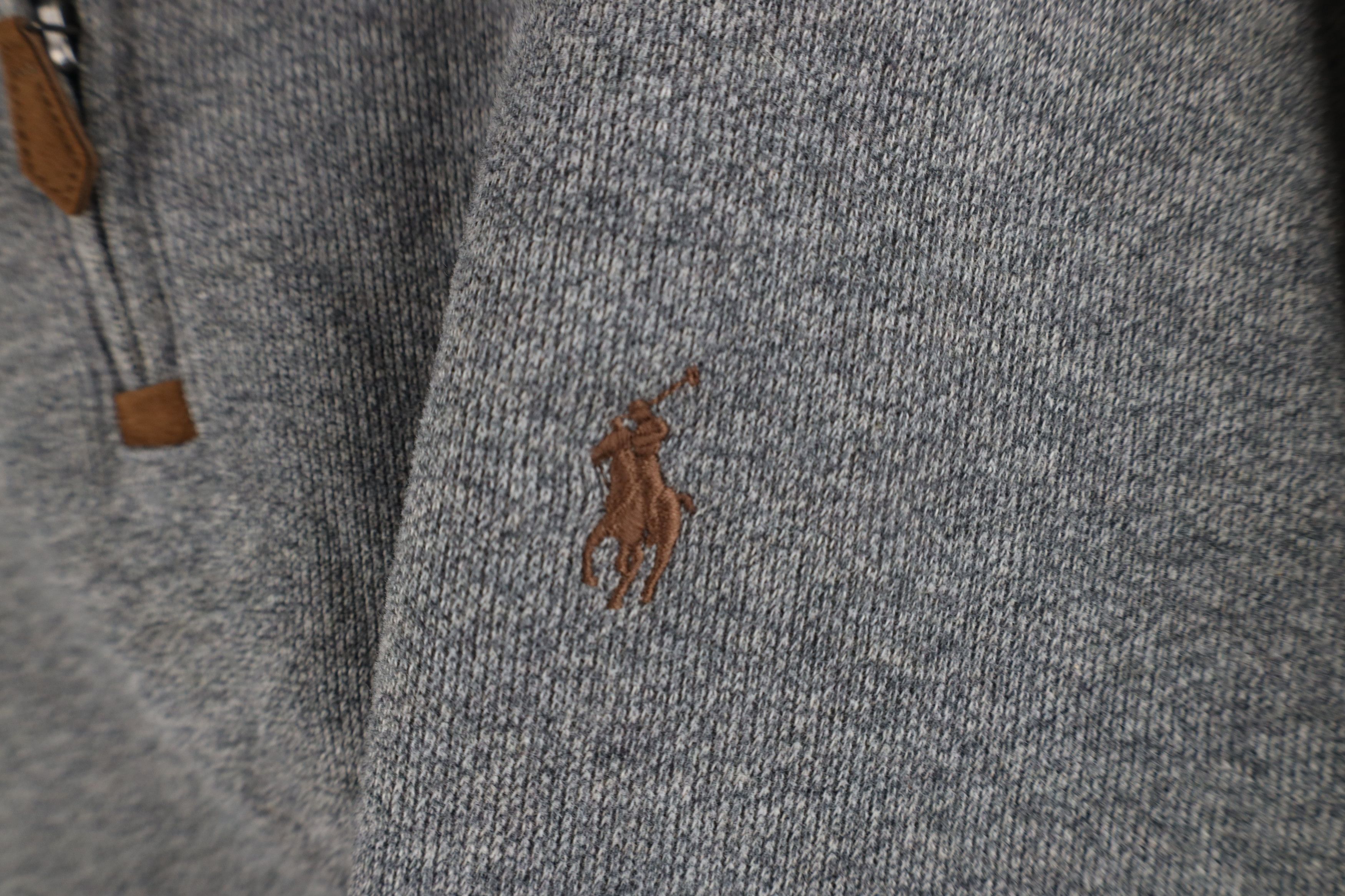 Ralph Lauren × Vintage Vintage Ralph Lauren Knit Half Zip Pullover Sweater Gray Size US L / EU 52-54 / 3 - 4 Thumbnail