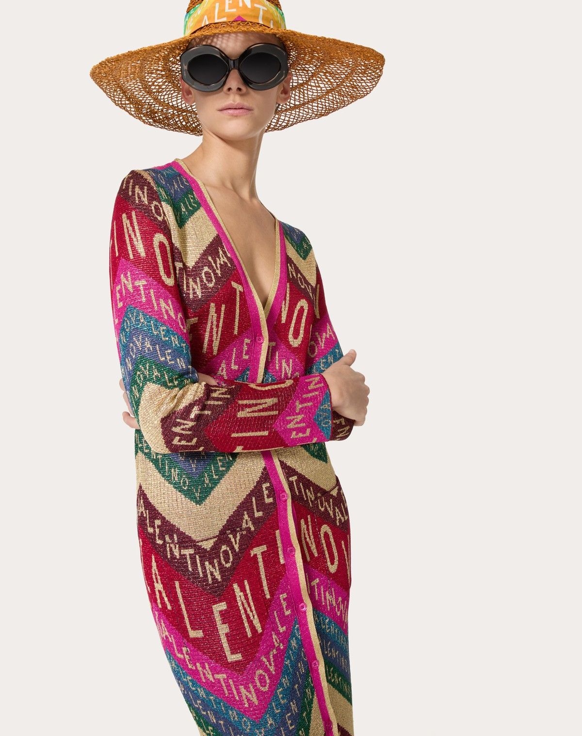 Valentino o1s1wg110525 Chevron Lurex Cardigan in Multicolor Size XS / US 0-2 / IT 36-38 - 5 Thumbnail