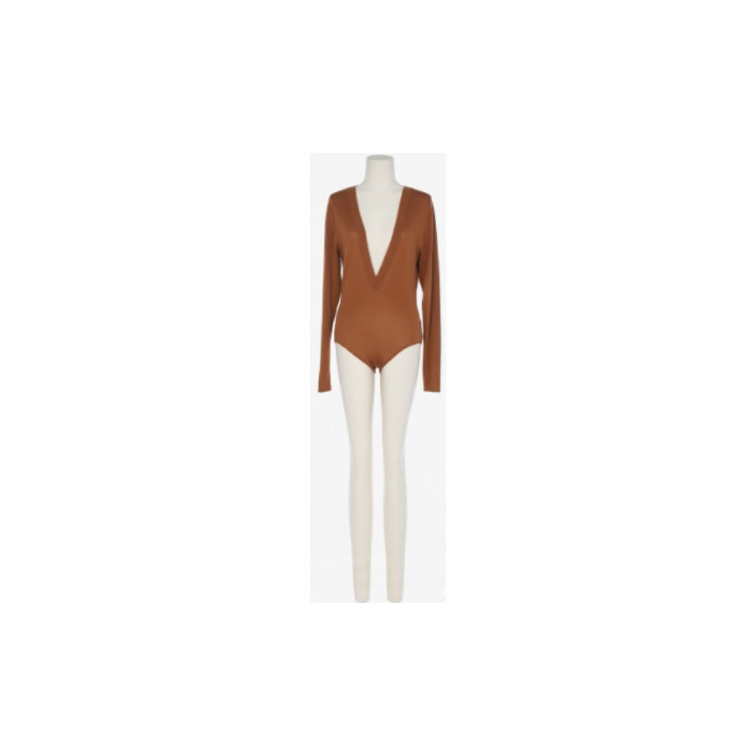 Saint Laurent Paris oc11z0126 790090 Bodysuit Manches Longues in Brown Size M / US 6-8 / IT 42-44 - 1 Thumbnail