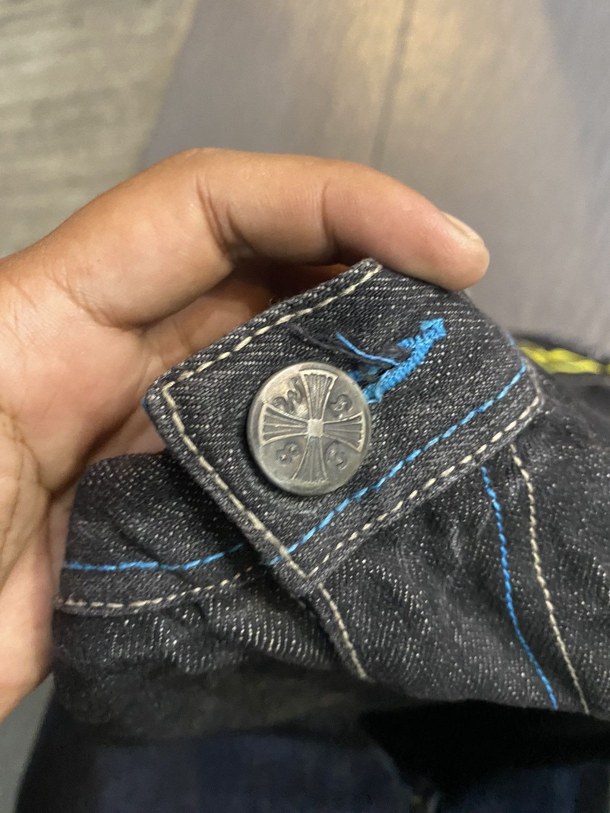 Japanese Brand Skull 💀 Raw blue baggy very rare Size US 37 - 6 Thumbnail
