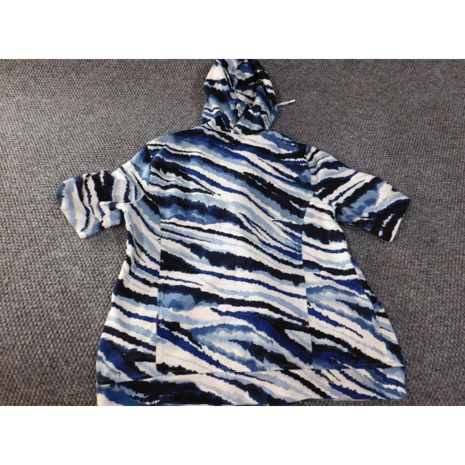 Vintage Chico's Jacket Women Regular Size 1 Blue Zip Striped Cotton Knit Stretch Mid-Length Casual Designer Size XS / US 0-2 / IT 36-38 - 6 Thumbnail