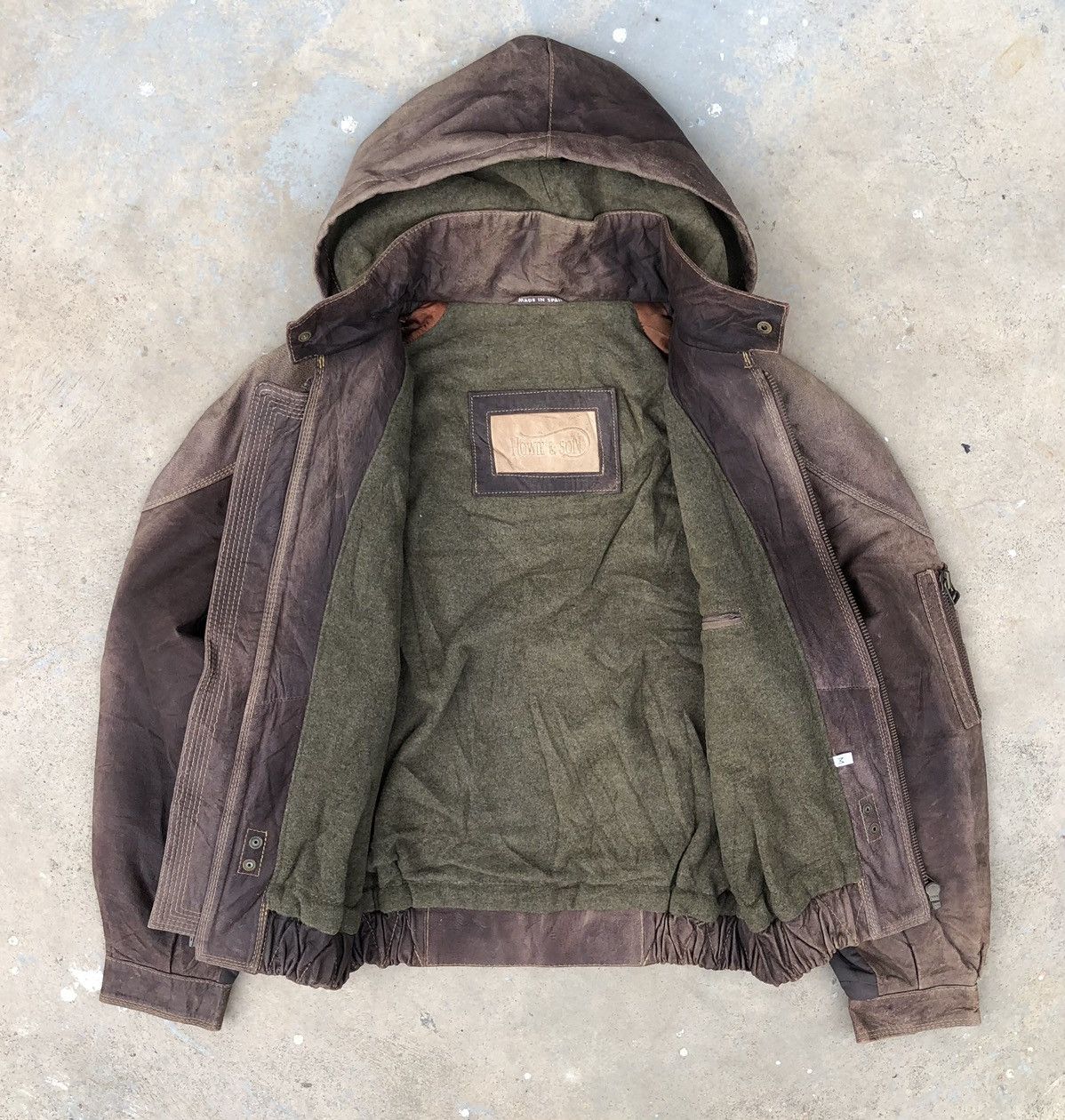 Vintage Vintage 80s Howie & Son Men’s Leather Hooded Jacket Size US M / EU 48-50 / 2 - 18 Thumbnail