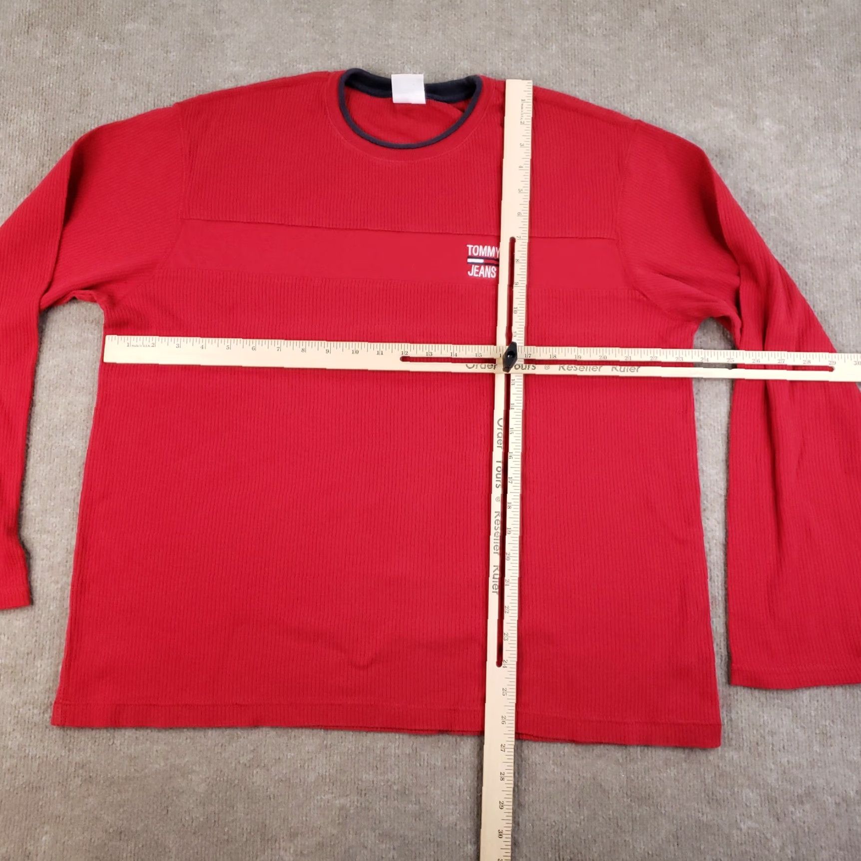 Tommy Hilfiger Tommy Jeans Sweater Mens Large Crewneck Ribbed Pullover Y2K Casual Size US L / EU 52-54 / 3 - 2 Thumbnail