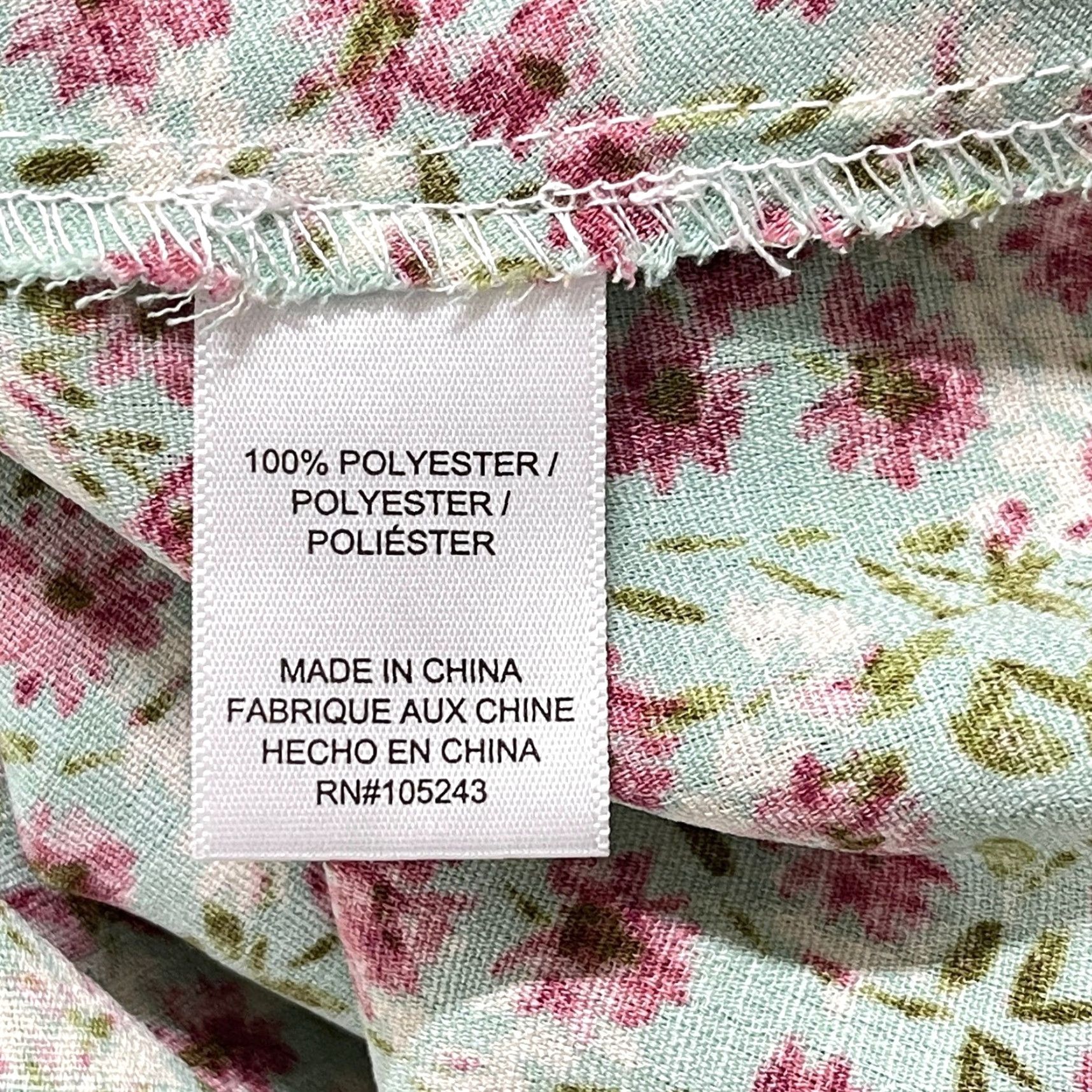 Vintage Bobeau Shirt Plus 2X Green Pink Ditsy Floral Twist Front Cottage Bohemian Size XXL / US 16-18 / IT 52-54 - 5 Thumbnail