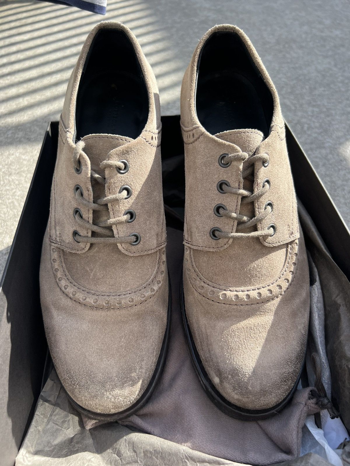 Bottega Veneta Bottega Veneta Dark Olive Brown Suede Derby Shoe Size US 11.5 / EU 44-45 - 5 Thumbnail