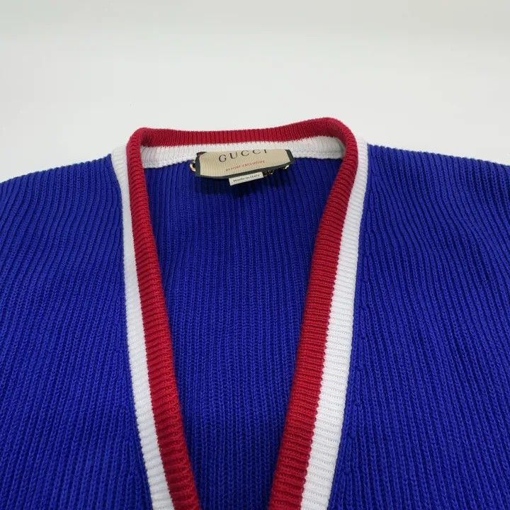 Gucci Gucci Gucci Blue Striped Knit Cardigan for Men -2506 Size US S / EU 44-46 / 1 - 6 Thumbnail
