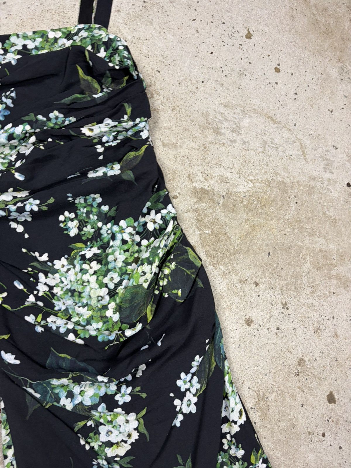 Dolce & Gabbana Dolce & Gabbana Floral Ruched Sleeveless Midi Dress Size S / US 4 / IT 40 - 6 Thumbnail
