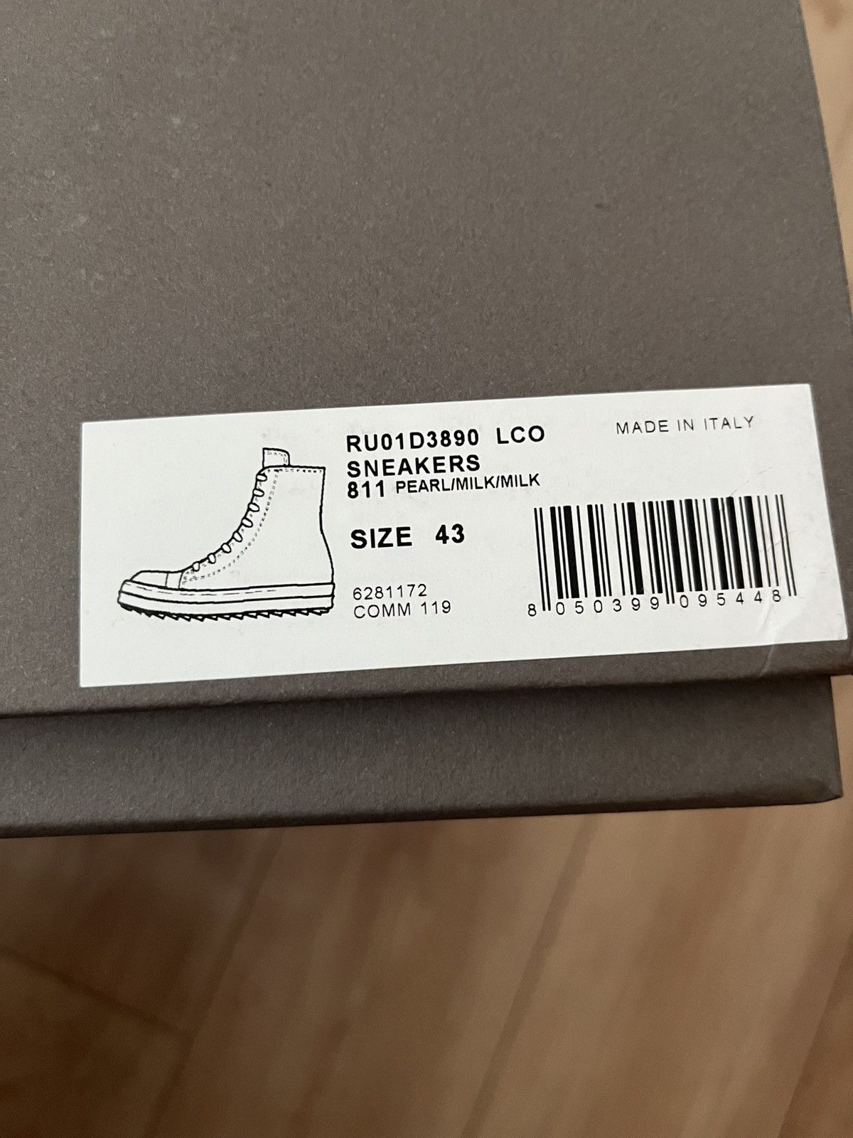 Rick Owens High-Top Leather Sneakers Pearl/Milk Size US 10 / EU 43 - 16 Thumbnail