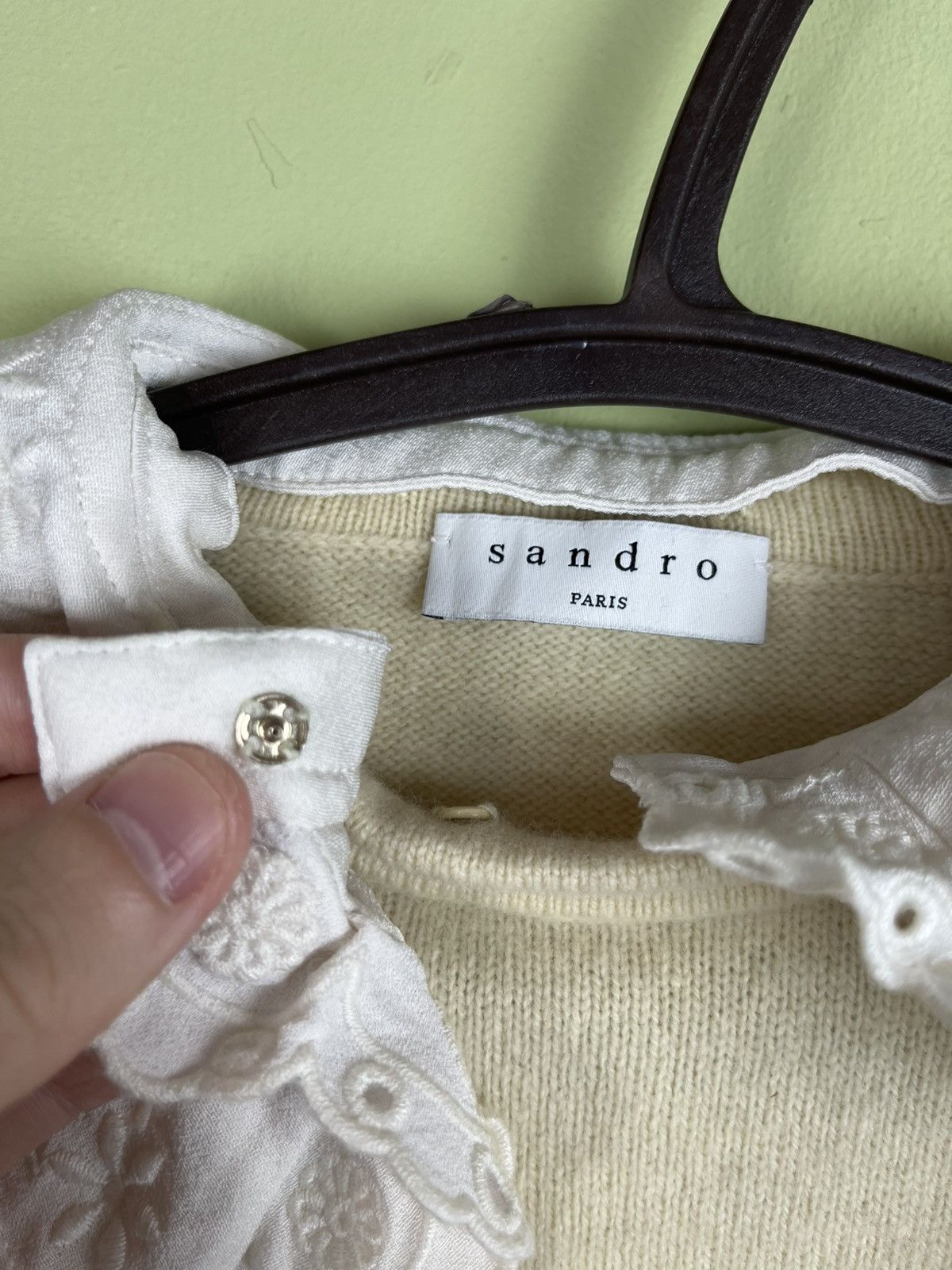 Sandro Sandro Vanilla Cropped sweater with embroidered collar Size S / US 4 / IT 40 - 5 Thumbnail