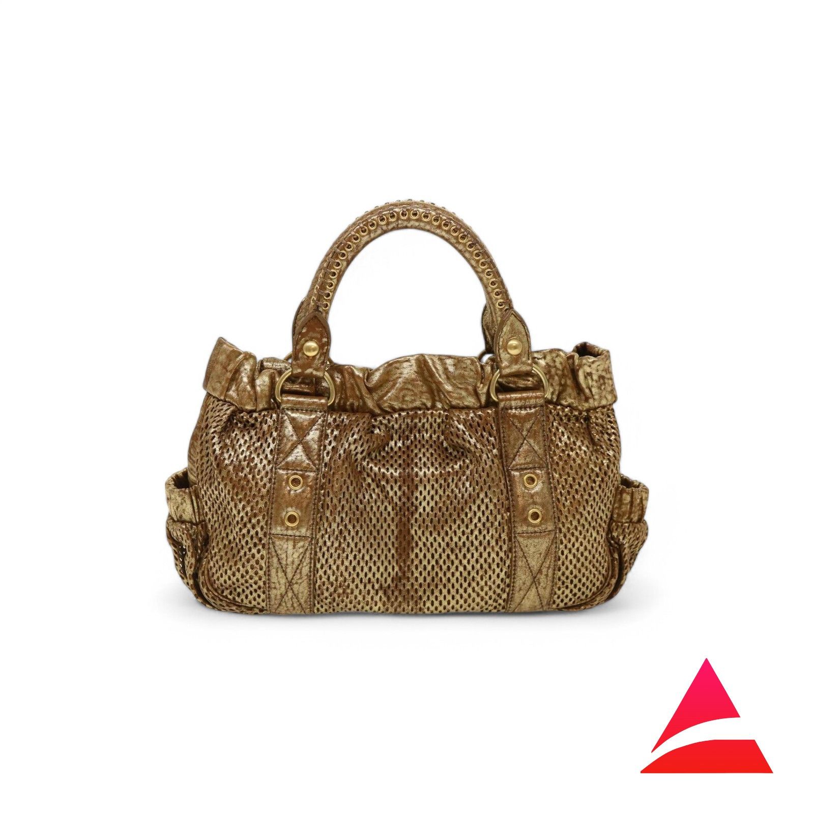 Miu Miu Miu Miu - Gold Boston Vintage Mesh Leather Handbag Size ONE SIZE - 1 Thumbnail