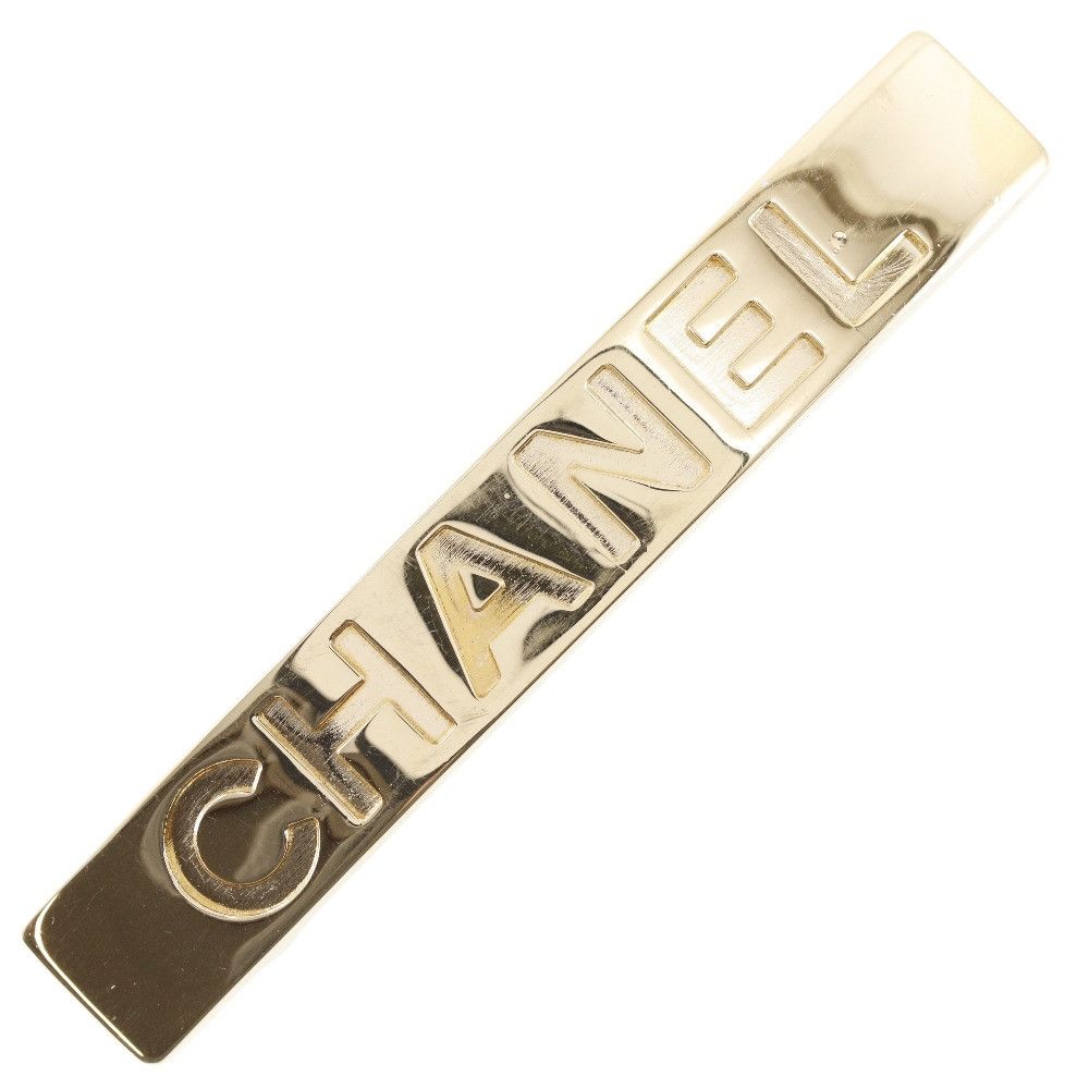 image of Chanel Logo Valleta Hair Barette in Gold, Women's