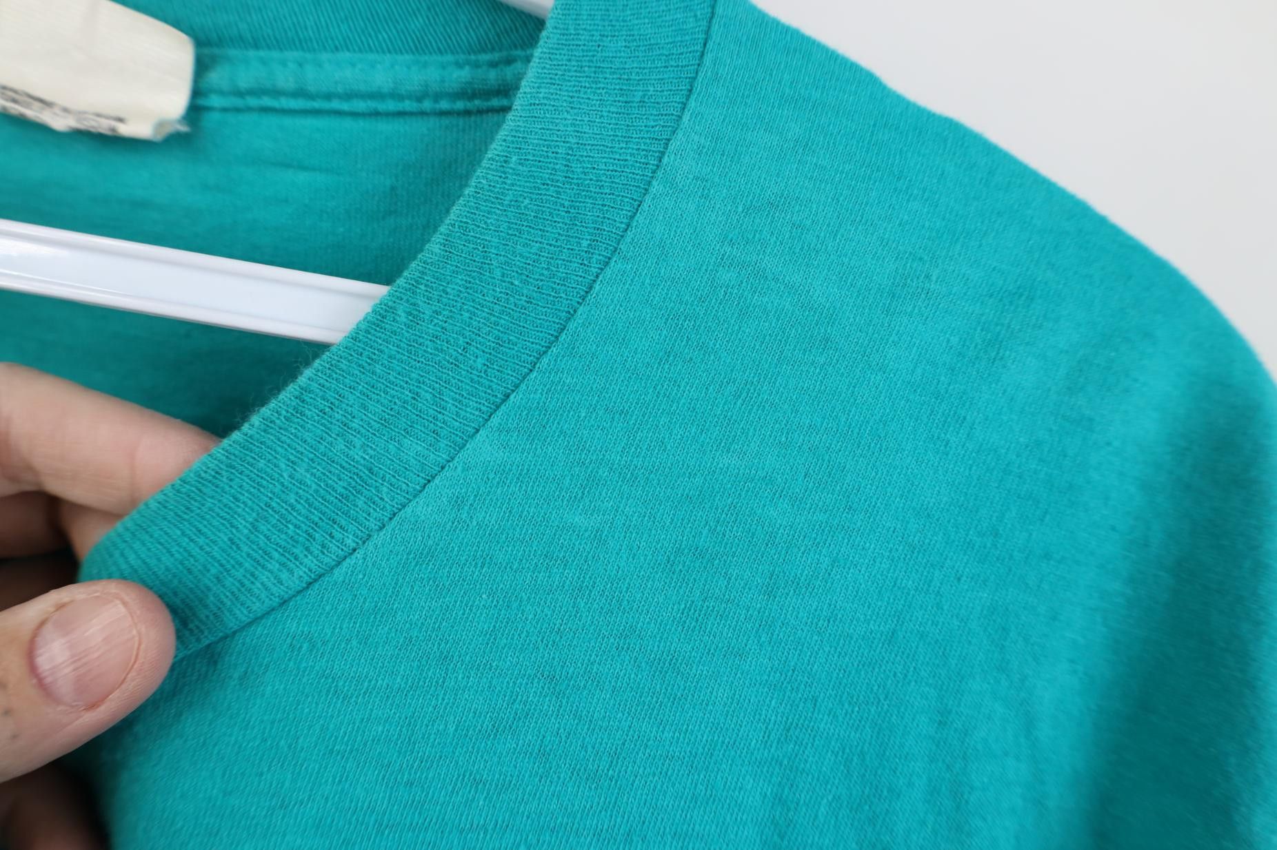 Vintage Vintage 90s Streetwear Blank Cotton Pocket T-Shirt Teal USA Size US XL / EU 56 / 4 - 4 Thumbnail