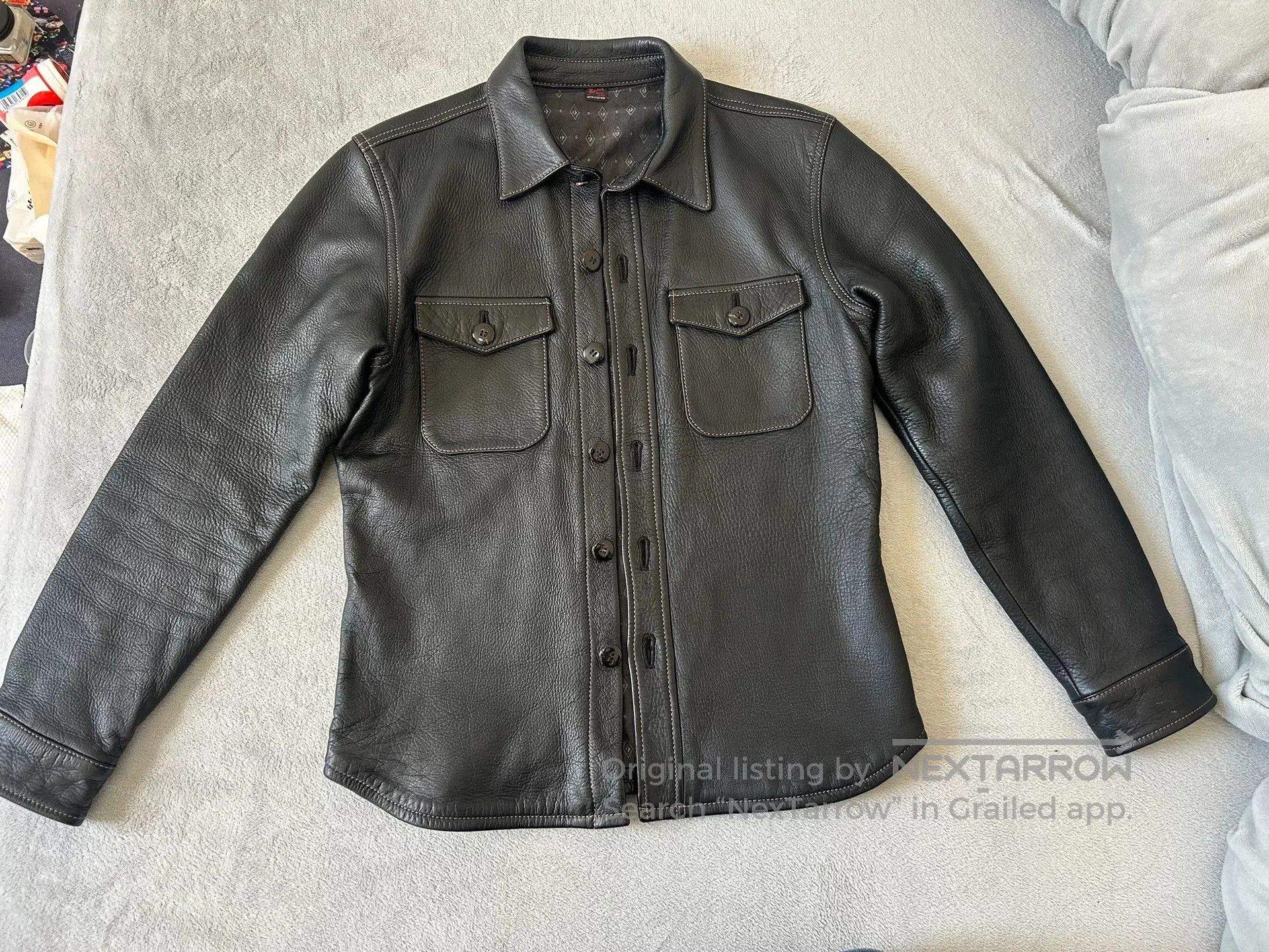 The Flat Head black leather shirt with unique buttons. Size US M / EU 48-50 / 2 - 1 Thumbnail