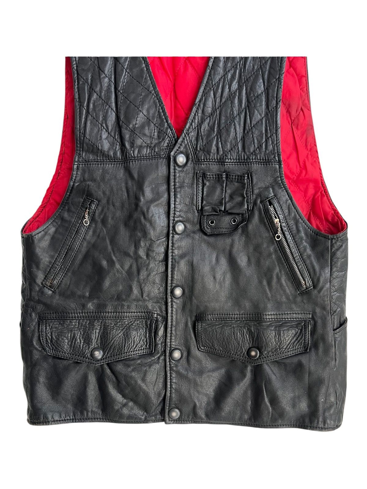 Kadoya 1980s 🇯🇵 Leather Crafted Cowhide Parachute Pocket Vest Jacket Size US S / EU 44-46 / 1 - 4 Thumbnail