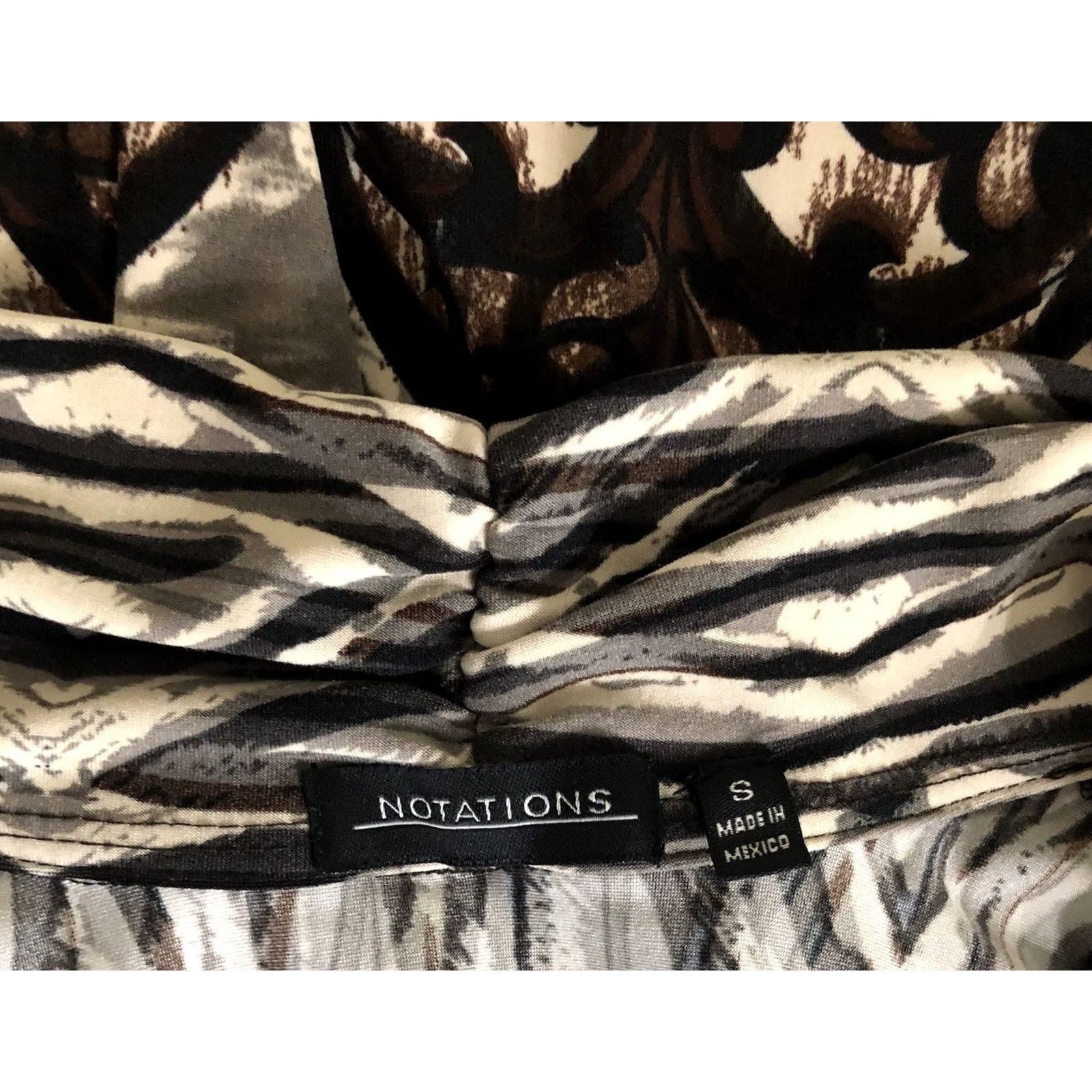 Vintage Notations Combo Cardigan Knit Top S Brown Gray Geo Open empire 3/4 Sleeve office Shirt Women Adult XS-? Size S / US 4 / IT 40 - 4 Thumbnail