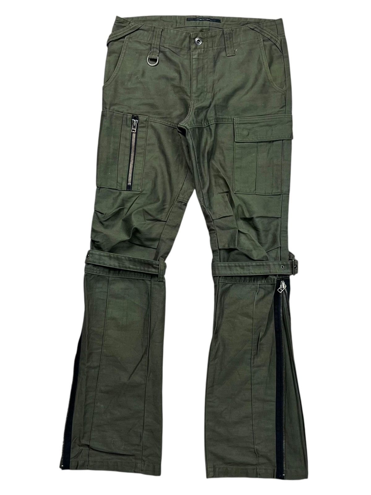 If Six Was Nine 2000s La Moda Libera - Bondage Flared Cargo Pants Size US 29 - 2 Thumbnail