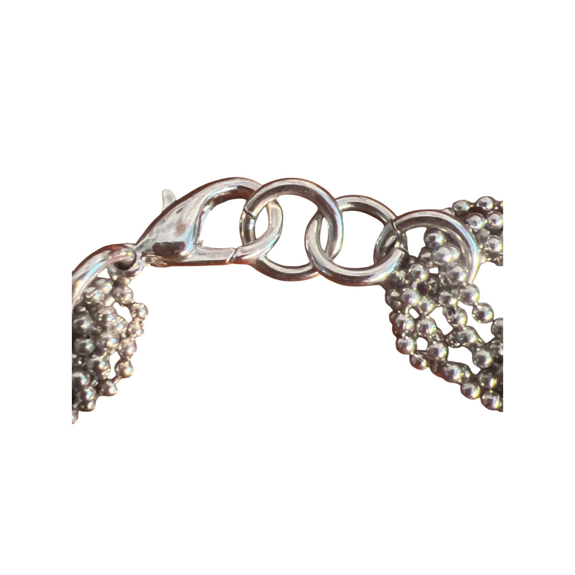 Other Vintage Silver Tone Beaded Multi-Strand Bracelet Chain Link Size ONE SIZE - 3 Thumbnail