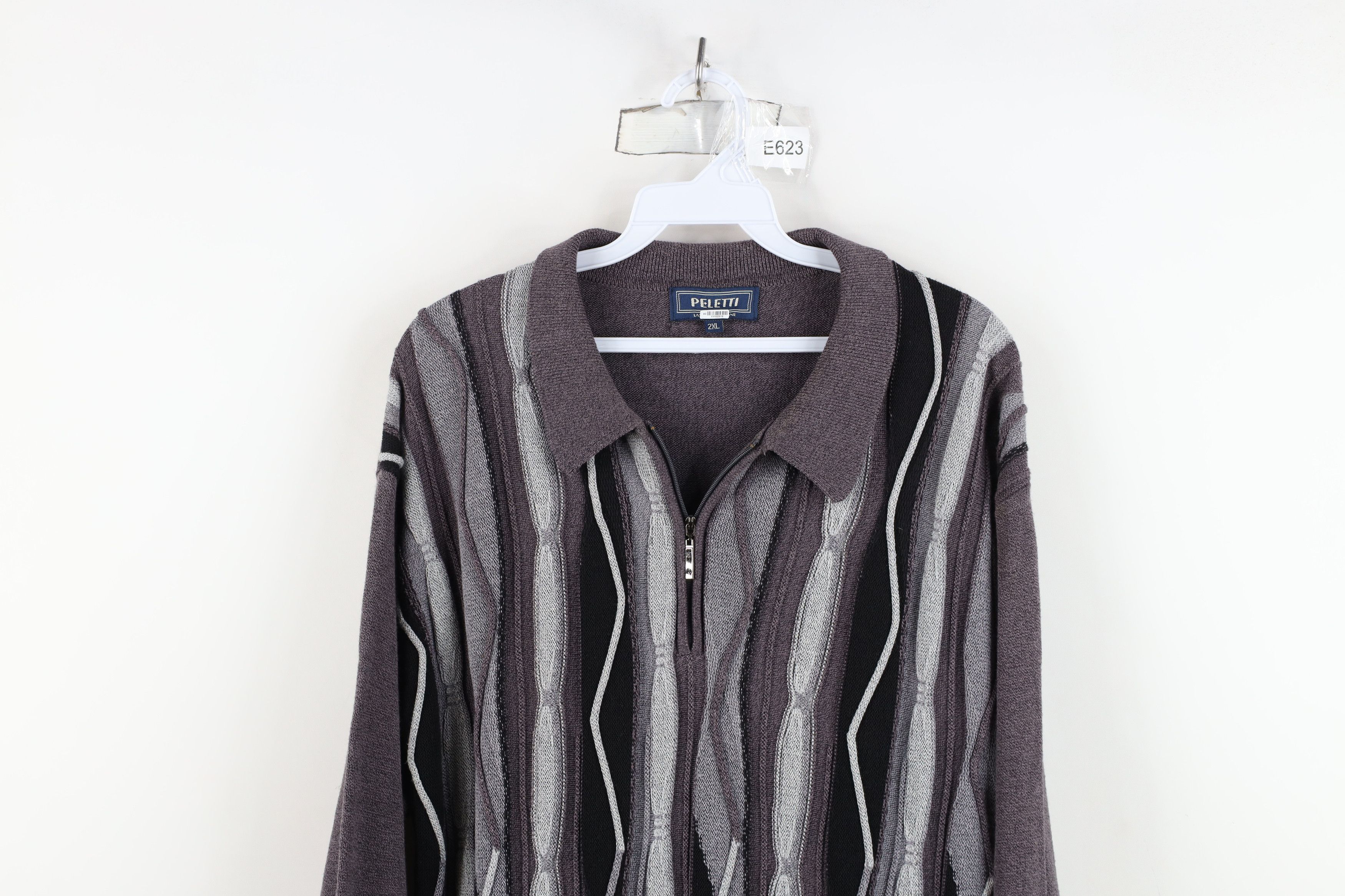 Vintage Vintage 90s Coogi Style Knit Collared Half Zip Sweater Size US XXL / EU 58 / 5 - 2 Thumbnail