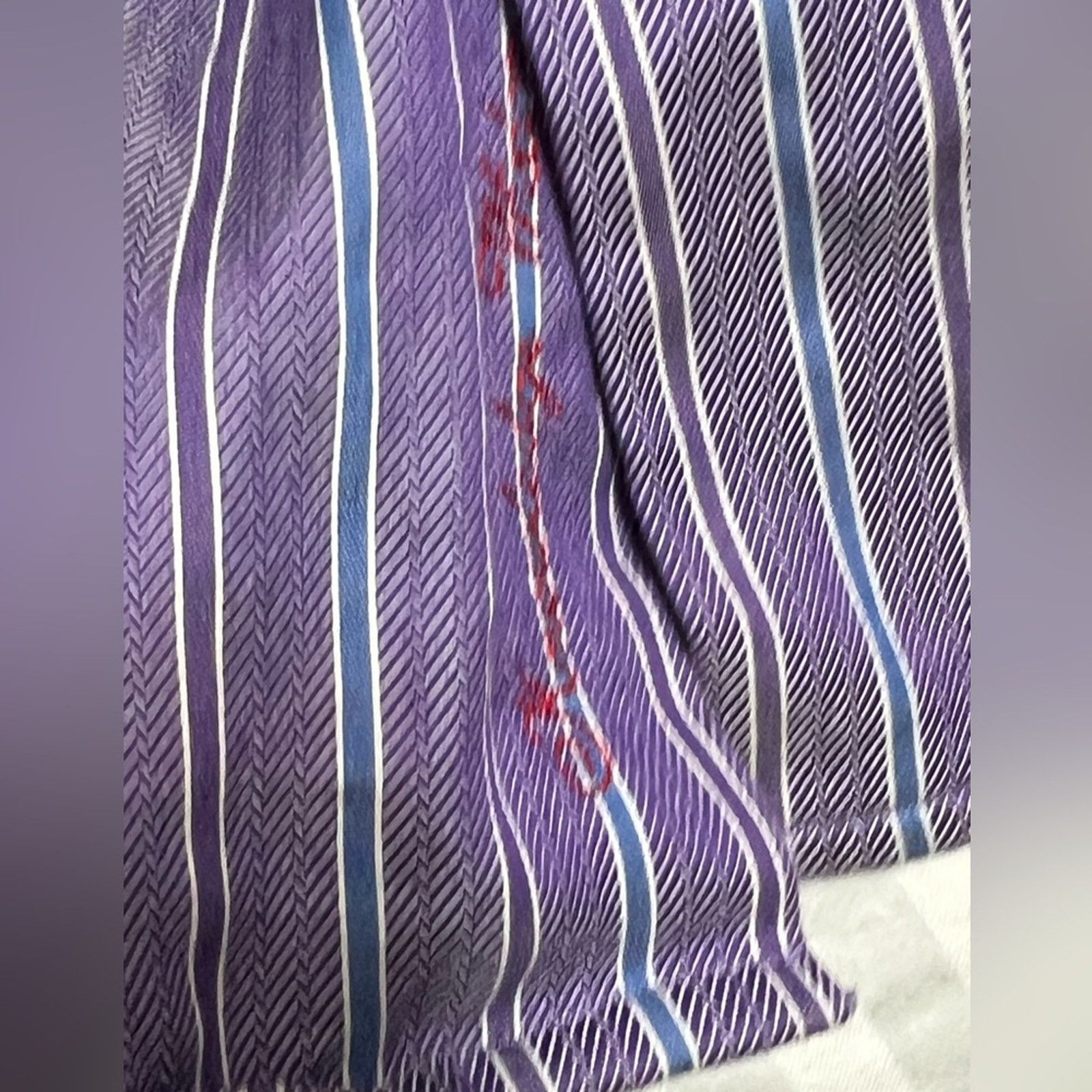 Robert Graham Robert Graham Men's Purple Striped Long Sleeve Shirt 18 TALL Size US XXL / EU 58 / 5 - 3 Thumbnail