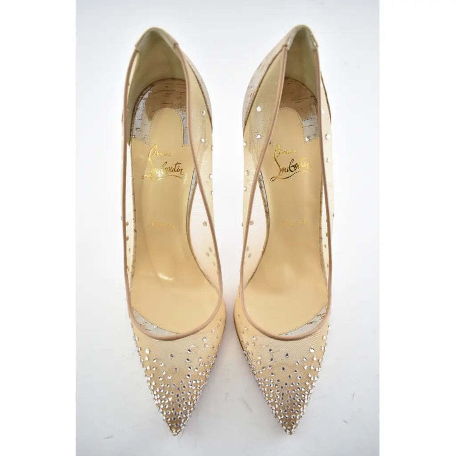 Christian Louboutin Follies Strass 100 Silver Liege Mesh Crystal Heel Pump 42 Size US 12 / IT 42 - 7 Thumbnail