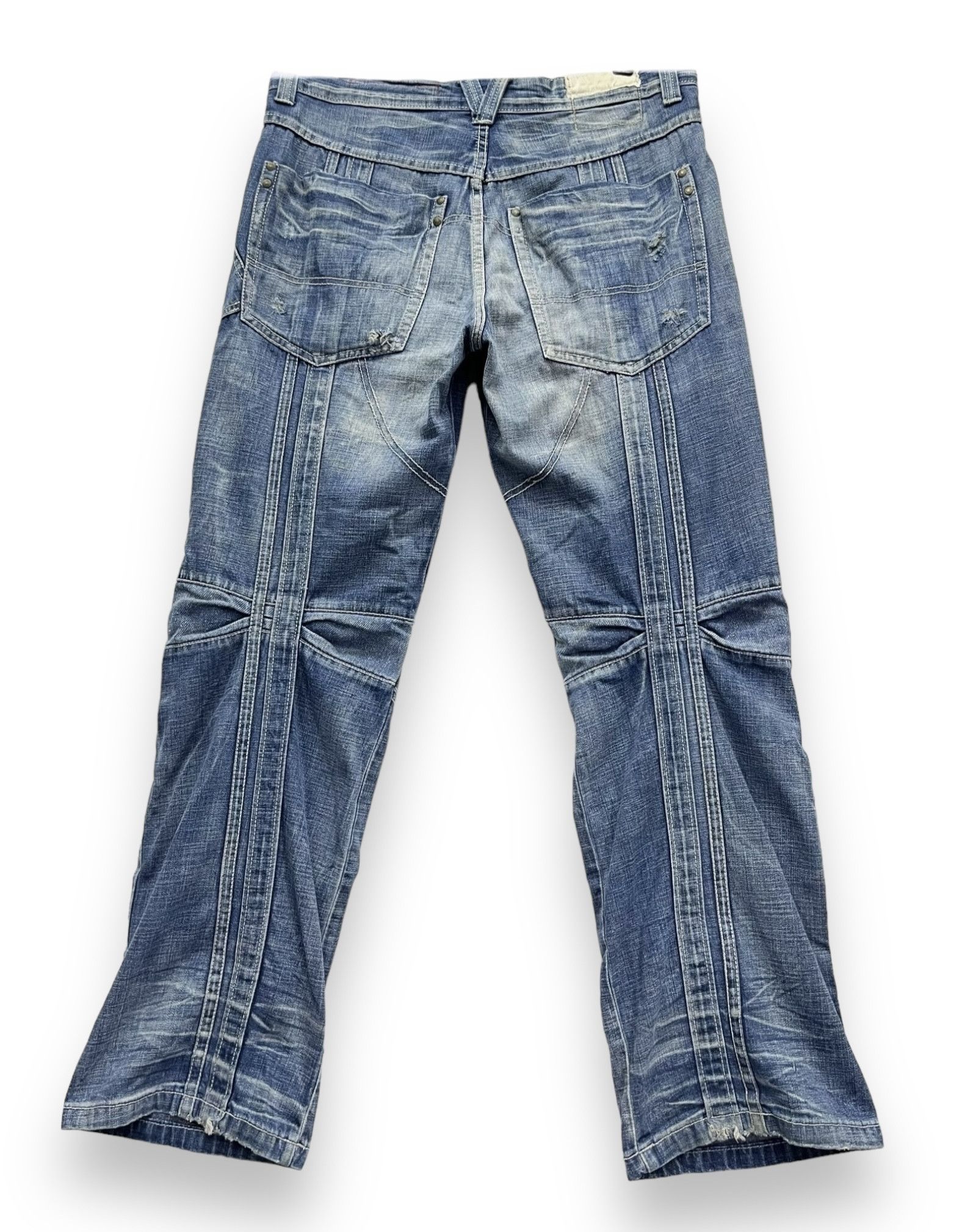 Fashion Victim FYE🔥TOUGH JEANSMITH Designer Distressed Bartack Denim Pants Size US 34 / EU 50 - 8 Thumbnail