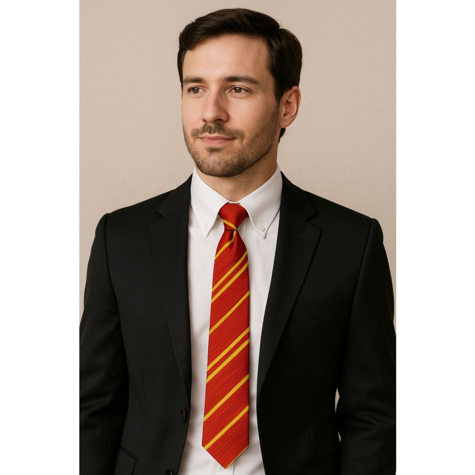 Other Red Yellow Diagonal Stripe Tie Preppy Classic Style 57” Size ONE SIZE - 1 Thumbnail