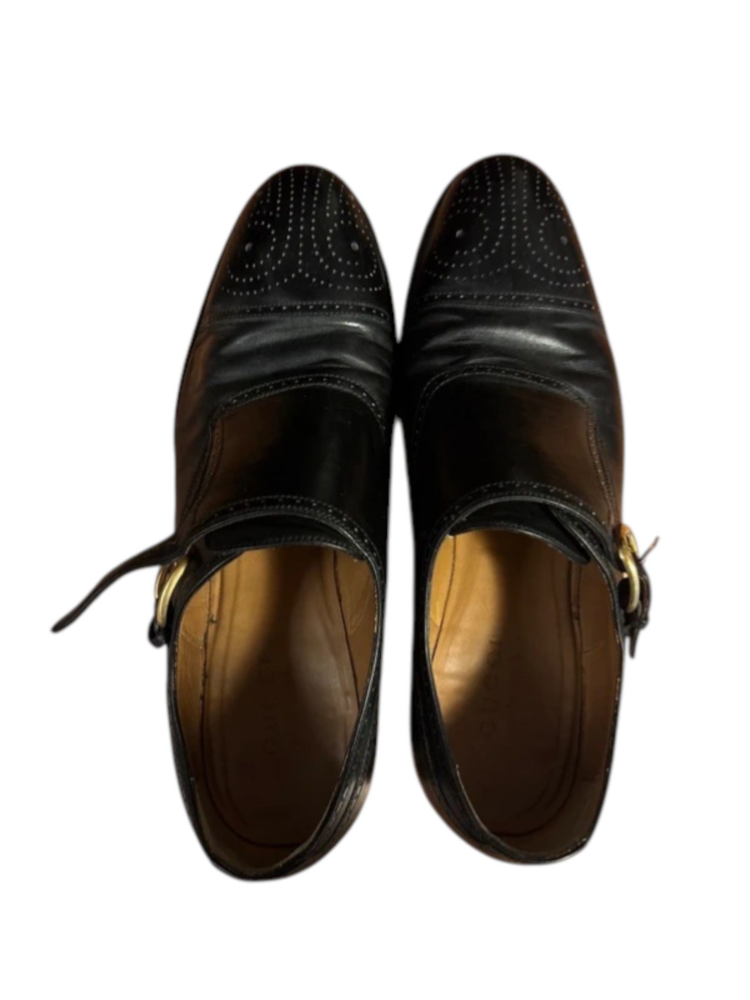 Gucci Gucci Black Leather Brogue Monk Strap Shoes Size US 11 / EU 44 - 3 Thumbnail