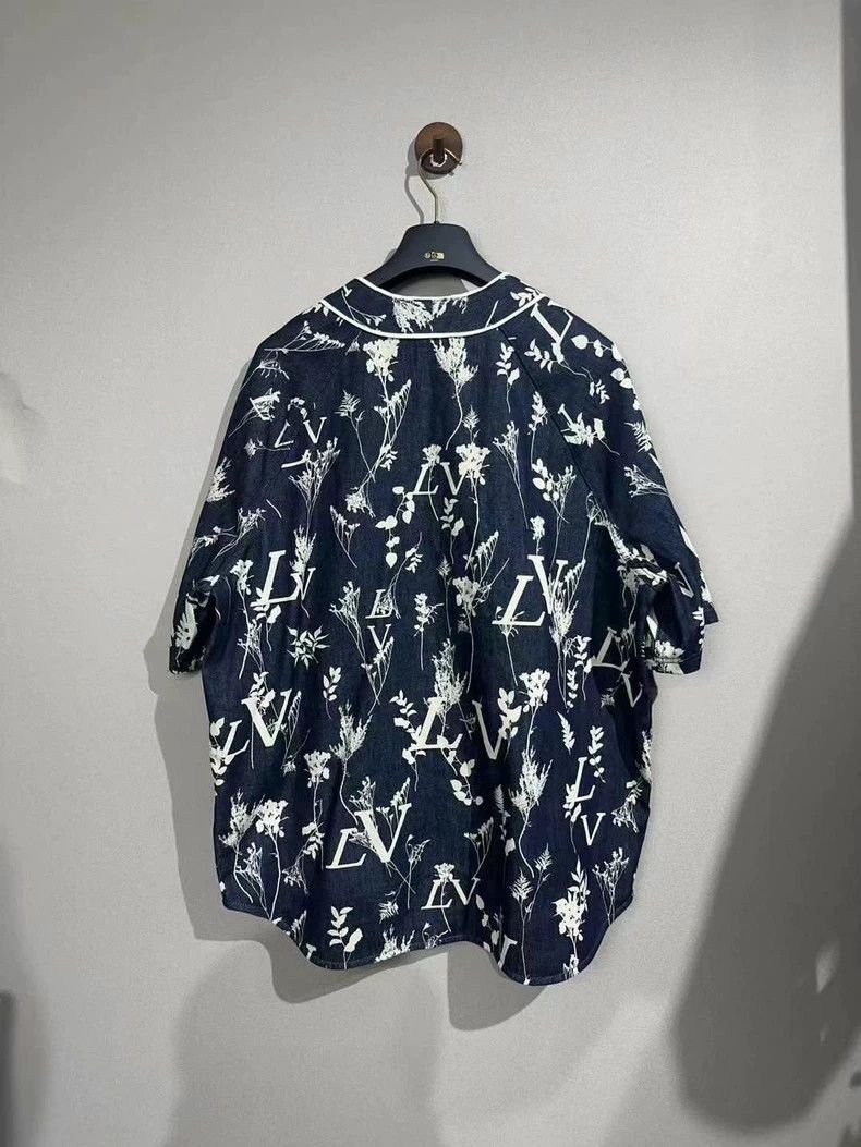 Louis Vuitton LV Wheat Ear Print Denim Short Sleeve shirt-2508 Size US XL / EU 56 / 4 - 4 Thumbnail