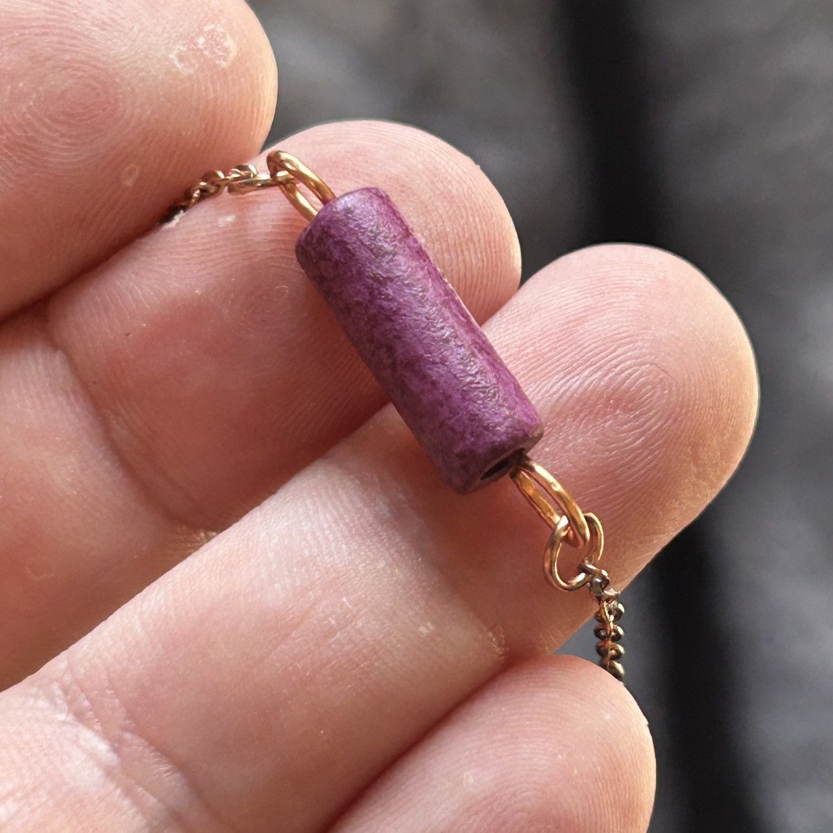 Handmade Handcrafted plum painted bar pendant on chain necklace Size ONE SIZE - 5 Thumbnail