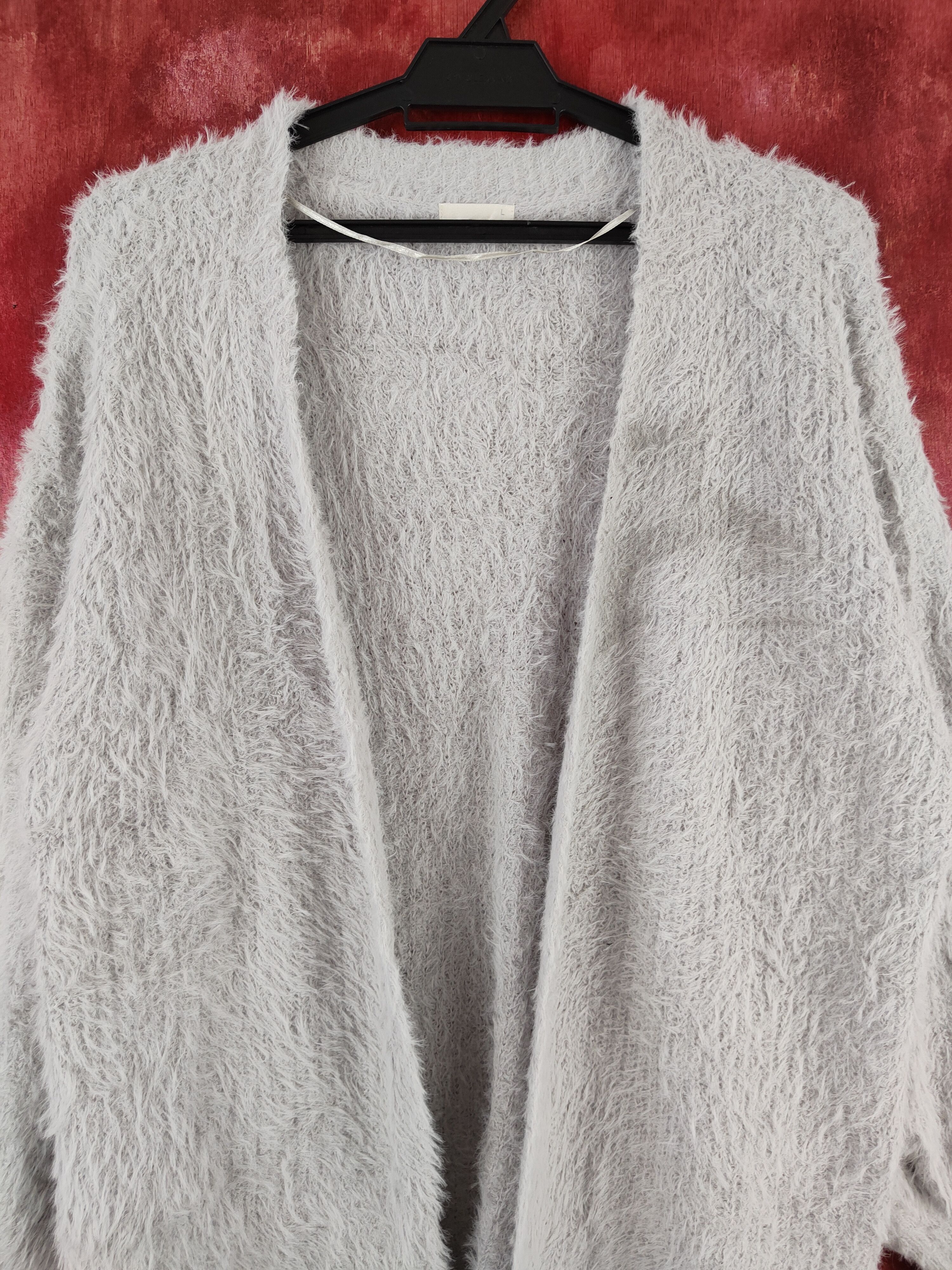 GU × Japanese Brand GU Gray Shag Shaggy Fur Mohair Knitwear Cardigan #S2037 Size L / US 10 / IT 46 - 2 Thumbnail