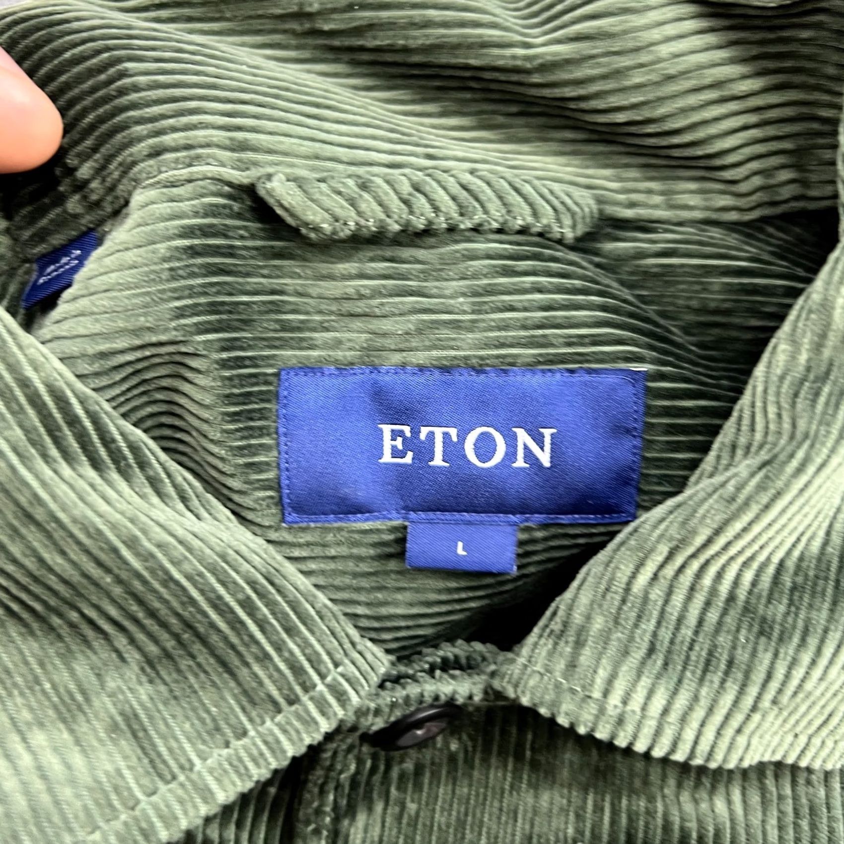 Eton ETON Mens Button Up Shirt Corduroy Green Long Sleeves Pockets Sz Large Slim Fit Casual Button-Up Shirt Mens Green Corduroy Pockets 90s? Size US L / EU 52-54 / 3 - 7 Thumbnail