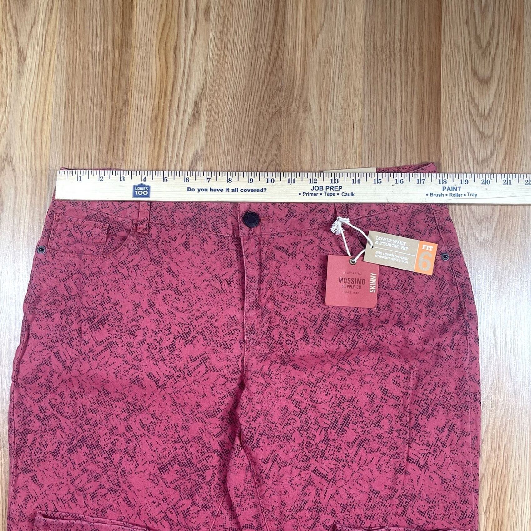 Mossimo Mossimo Womens Chino Pants 17 Skinny Stretch Lower Waist Straight Hip Red Cotton Spandex Regular 31in Inseam Small Details: Zipper Belt Loops Pockets Size 38" / US 16 / IT 52 - 2 Thumbnail