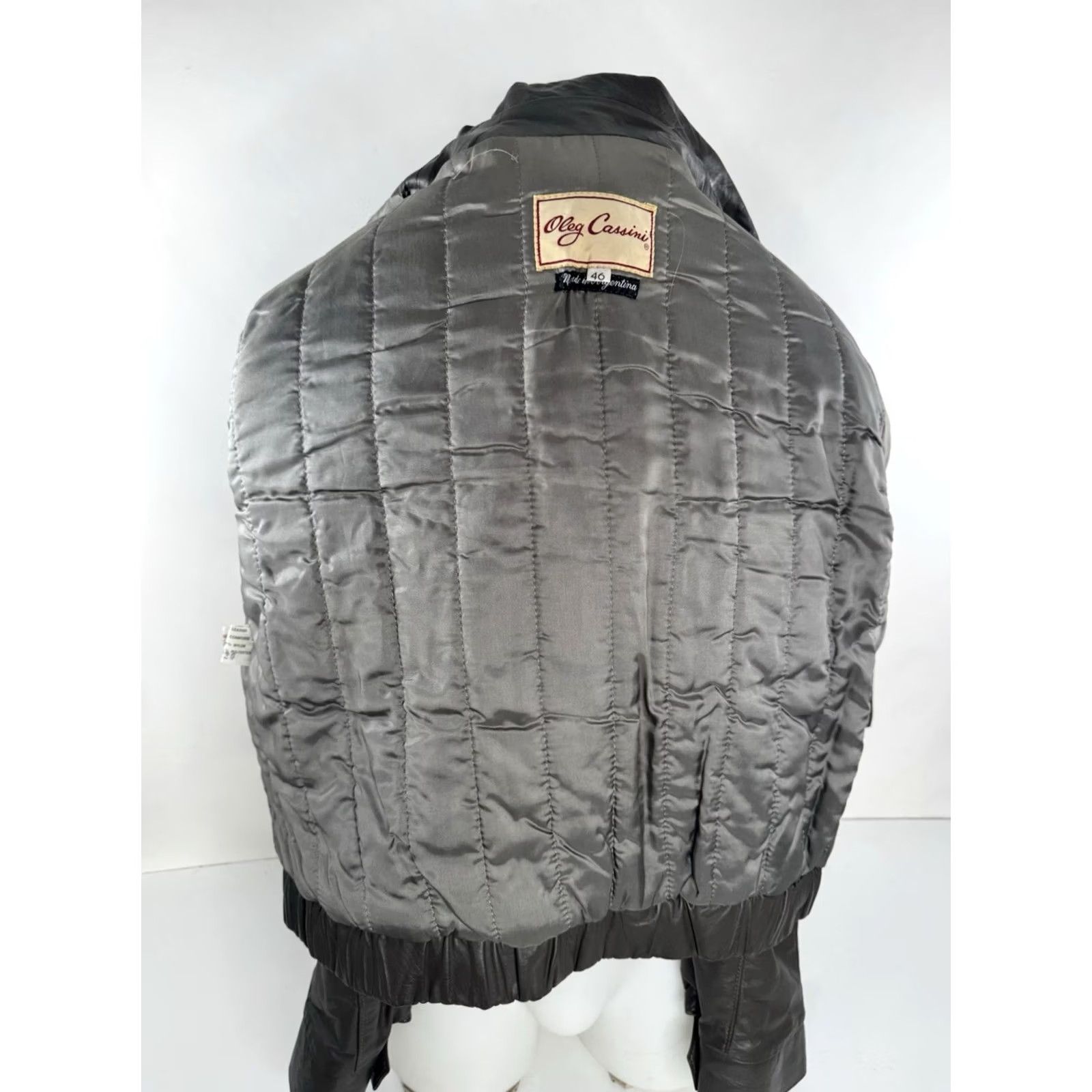 Oleg Cassini OLEG CASSINI Leather Double Breasted Vintage Mens 46 Bomber Jacket Gray 90s Men’s Hoodie? Size US S / EU 44-46 / 1 - 5 Thumbnail