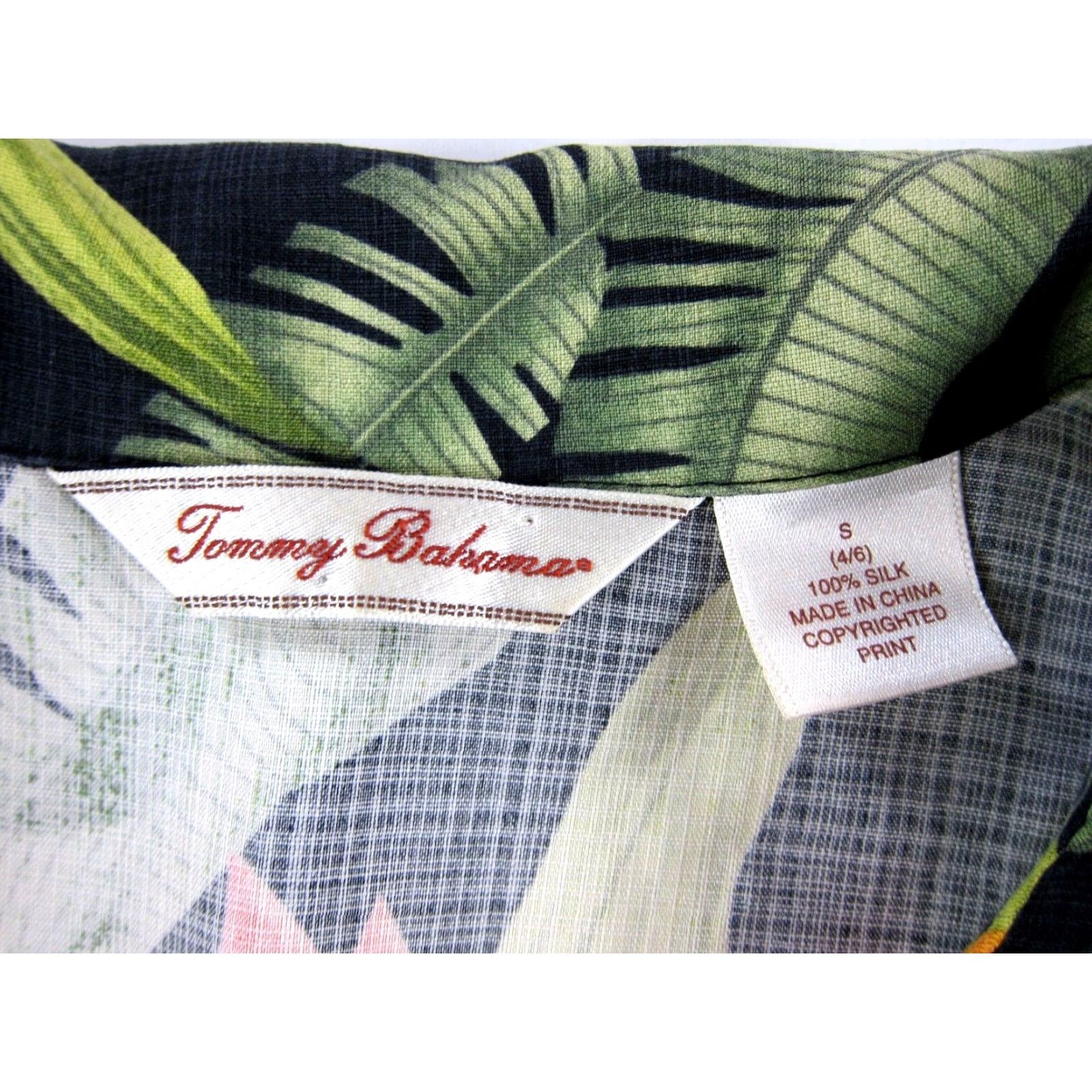 Tommy Bahama VINTAGE Tommy Bahama 100% Silk Black Green Orange Button Up Hawaiian Shirt Blouse S 4/6 Size S / US 4 / IT 40 - 3 Thumbnail