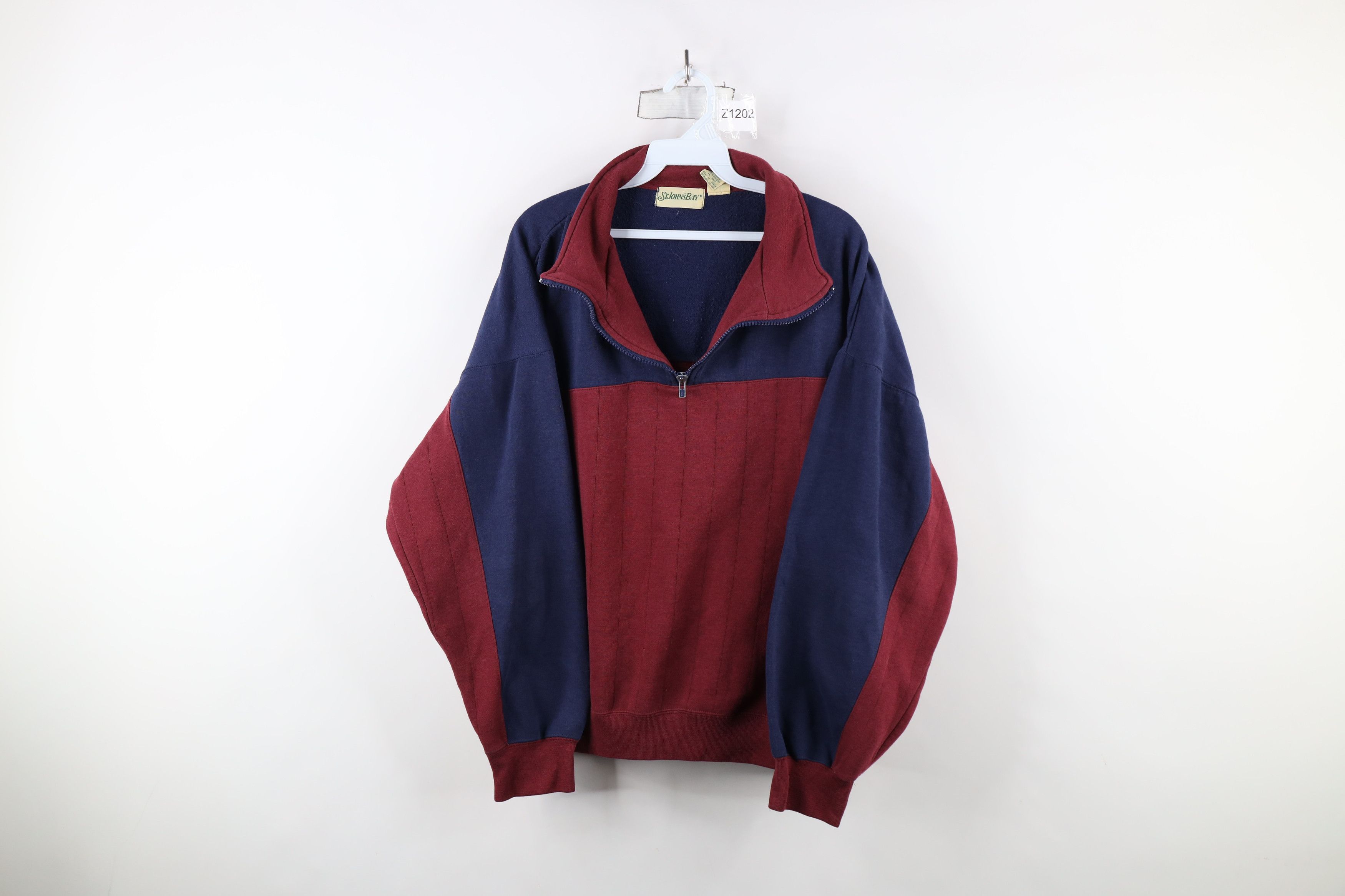 Vintage Vintage 90s Streetwear Block Boxy Fit Half Zip Sweatshirt Size US XL / EU 56 / 4 - 1 Thumbnail