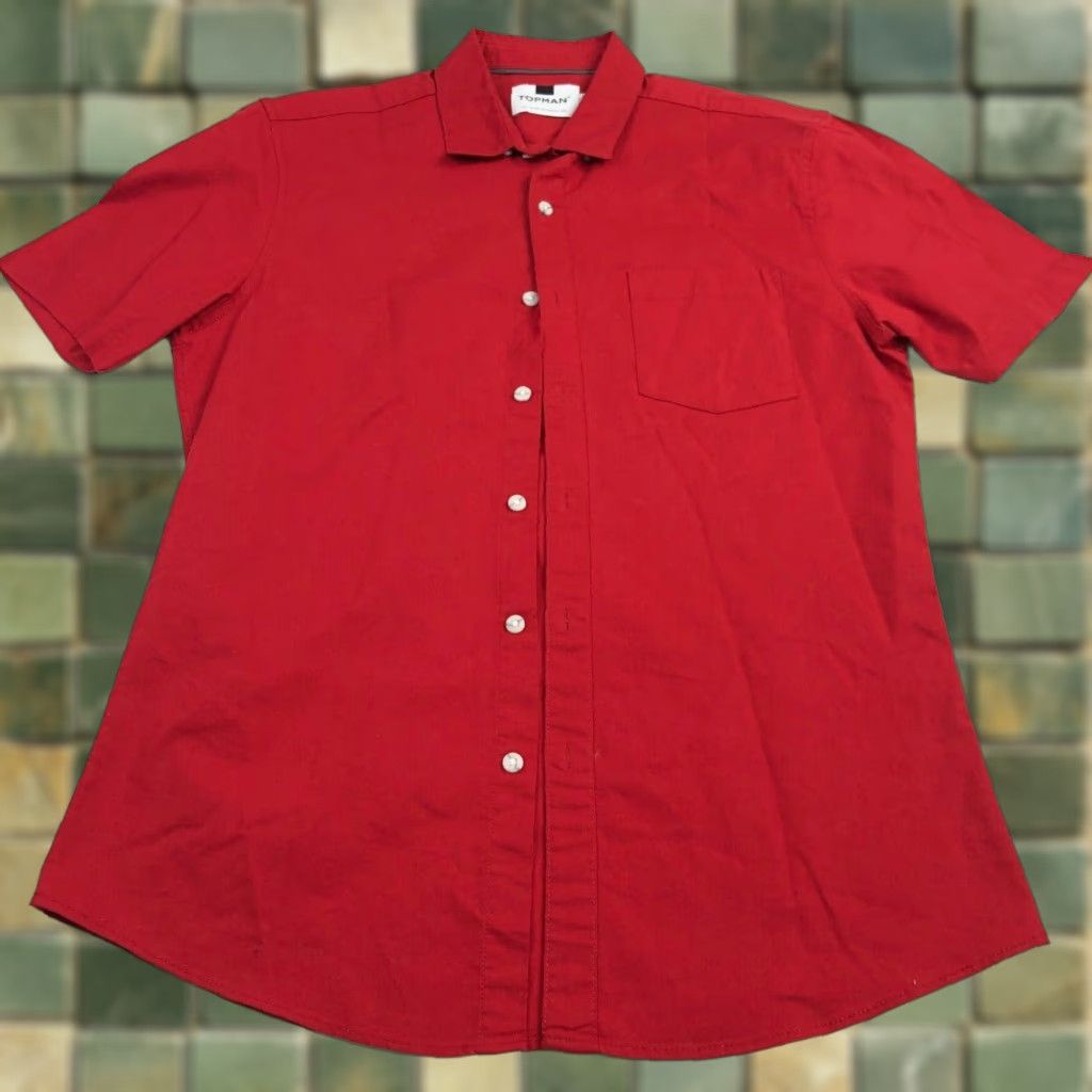 Topman Topman Shirt Mens Large Short Sleeve Red Cotton EUC Casual Party/Cocktail Hawaiian Button-Up Collared Size US L / EU 52-54 / 3 - 1 Thumbnail