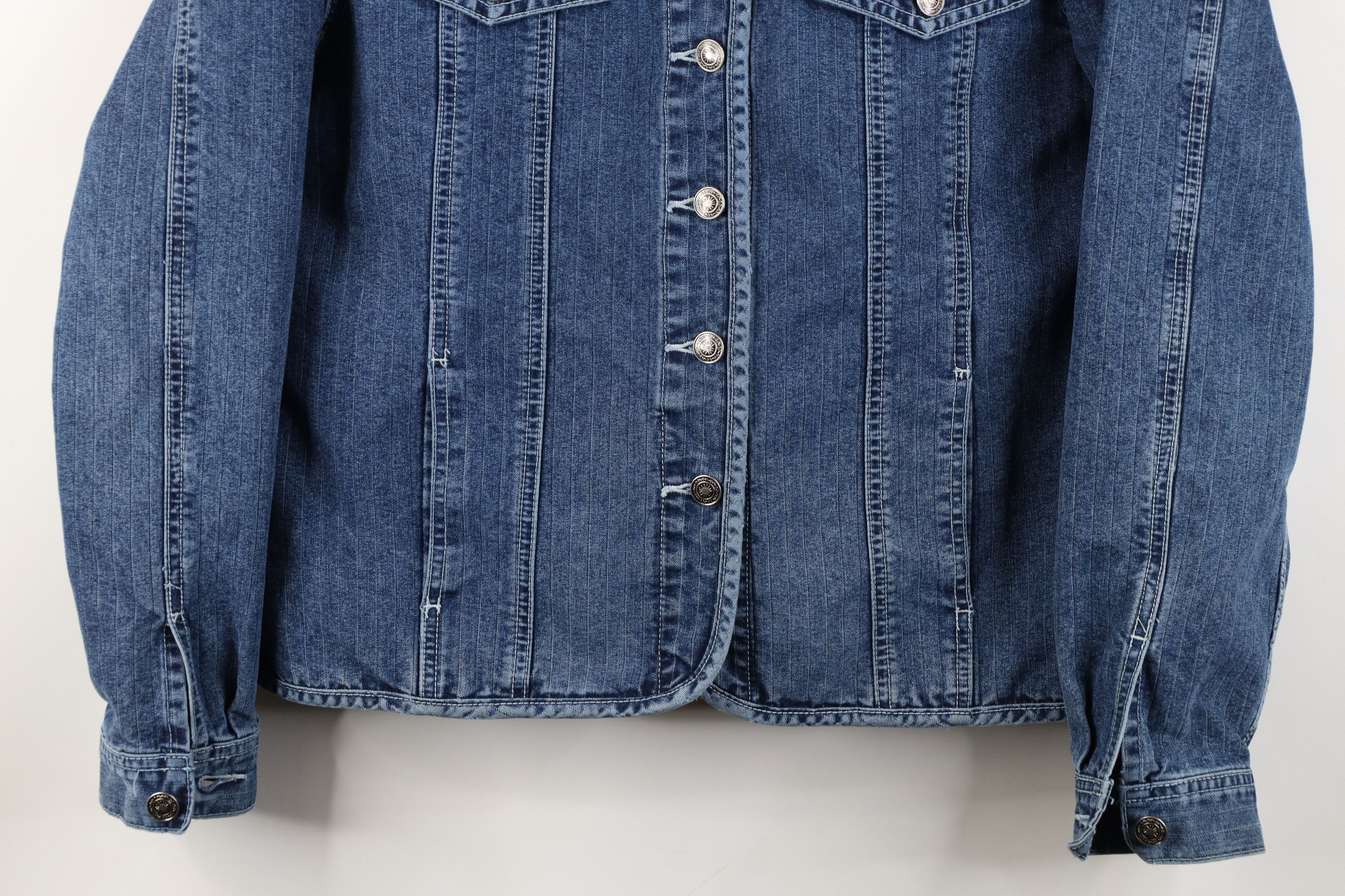 Vintage Vintage 90s Y2K Streetwear Striped Denim Trucker Jacket Size L / US 10 / IT 46 - 3 Thumbnail