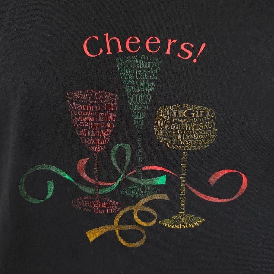 Vintage Cocktail Hour T ShirtMens XL Black Cheers Martini Daiquiri Margarita Size US XL / EU 56 / 4 - 3 Thumbnail