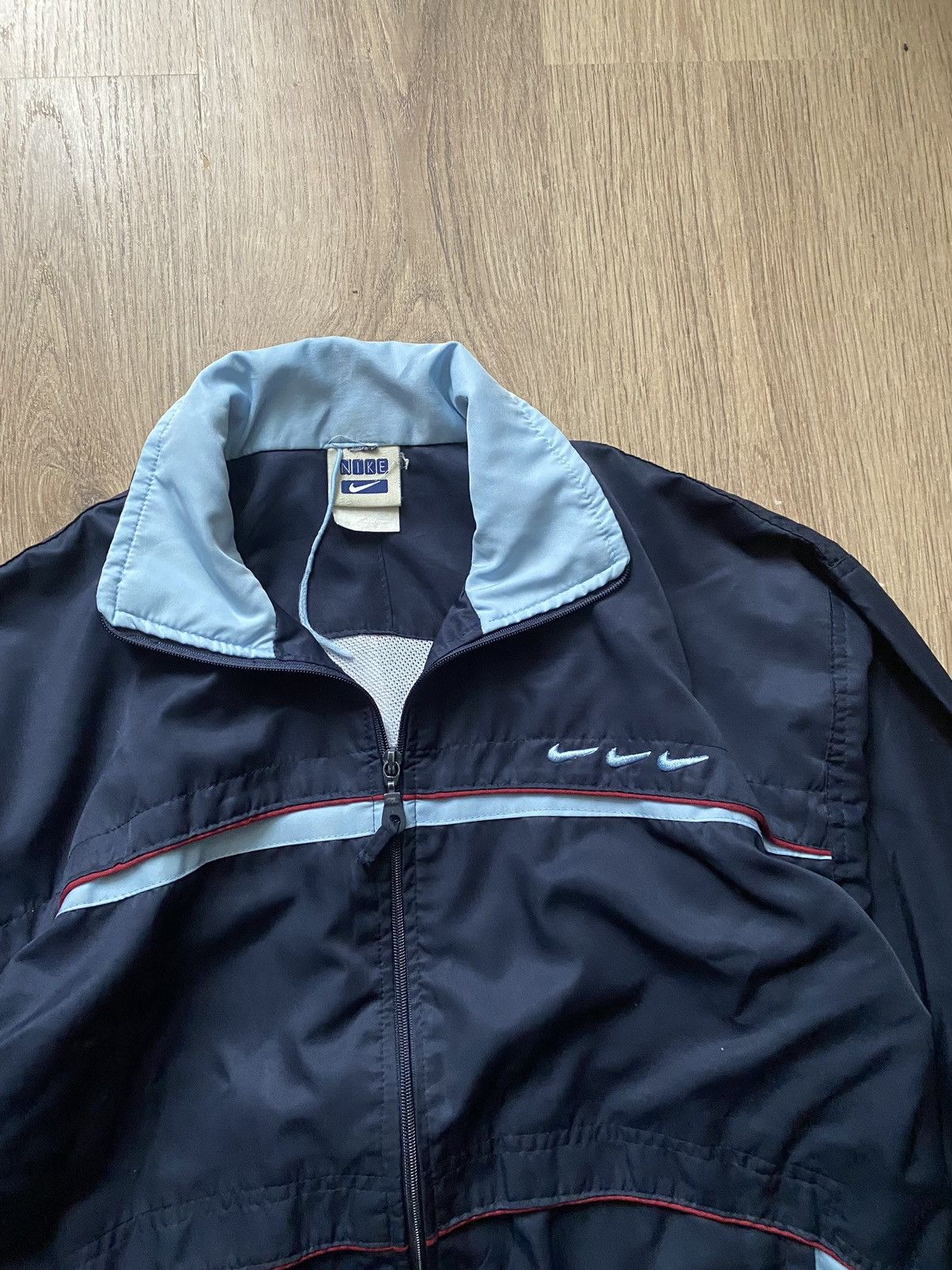 Nike × Vintage Nike vintage Y2K triple swoosh nylon drill jacket❄️ Size US S / EU 44-46 / 1 - 2 Thumbnail
