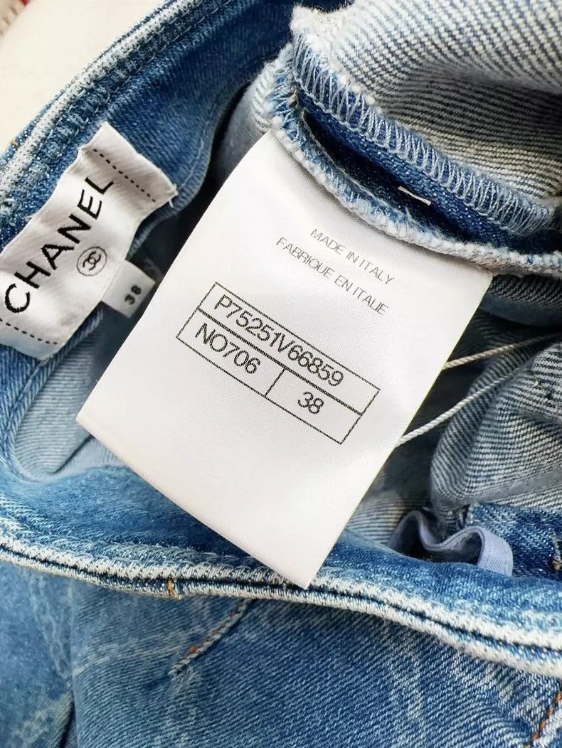 Chanel Chanel 23A blue camellia diamond checkered jeans Size 25" / US 0 / IT 36 - 4 Thumbnail