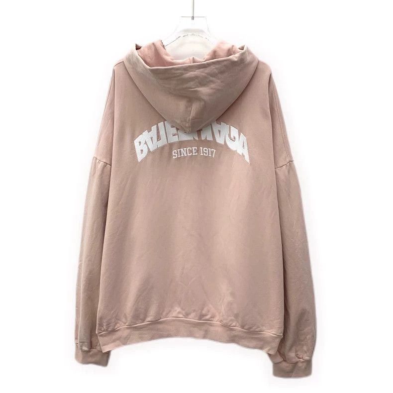 Balenciaga Balenciaga Pink logo monogrammed embroidered cotton hooded Size US L / EU 52-54 / 3 - 2 Thumbnail