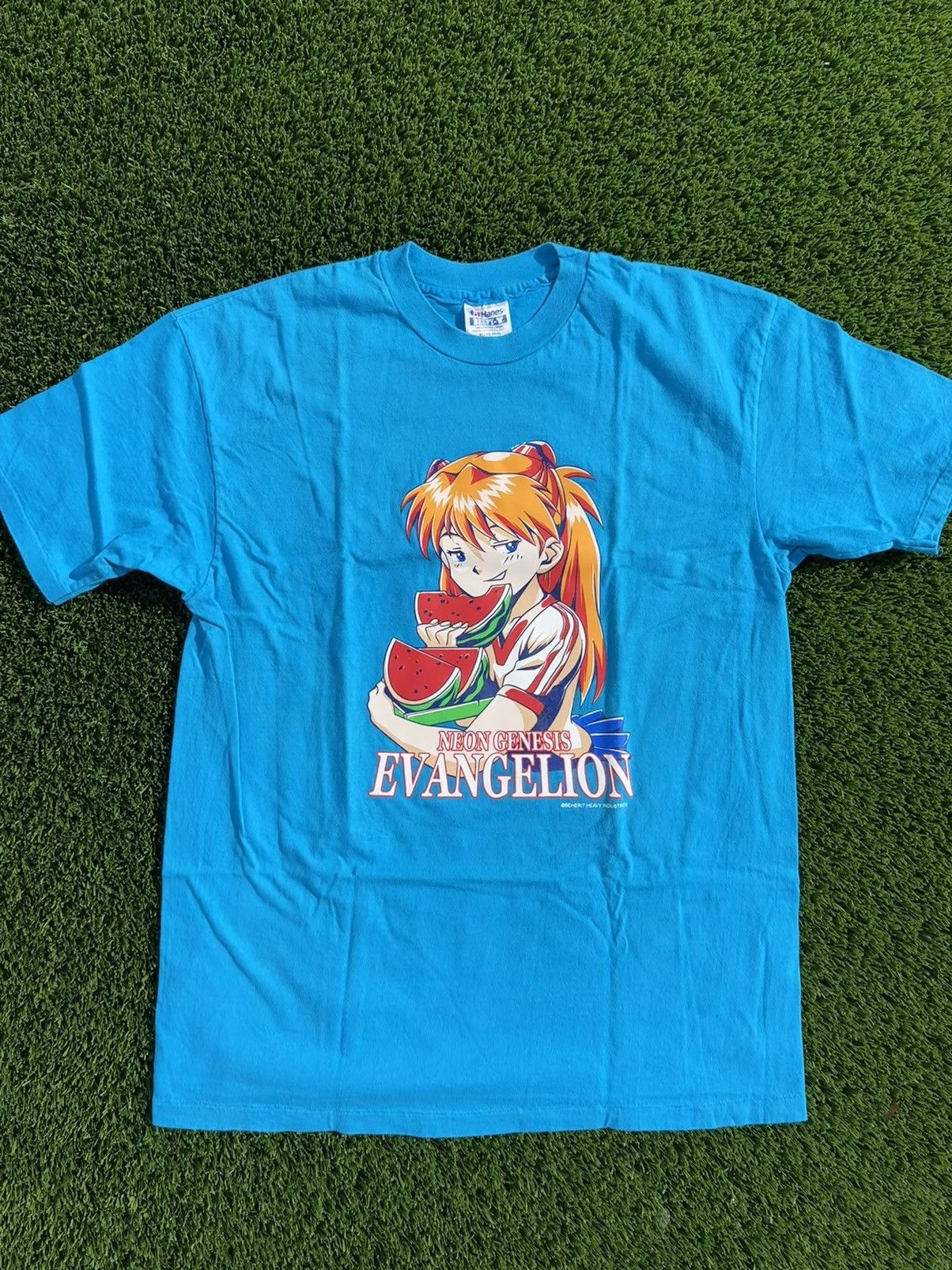 image of Anima x Vintage Neon Genesis Evangelion Modern Bootleg Vintage Single Stitch in Blue (Size XL)