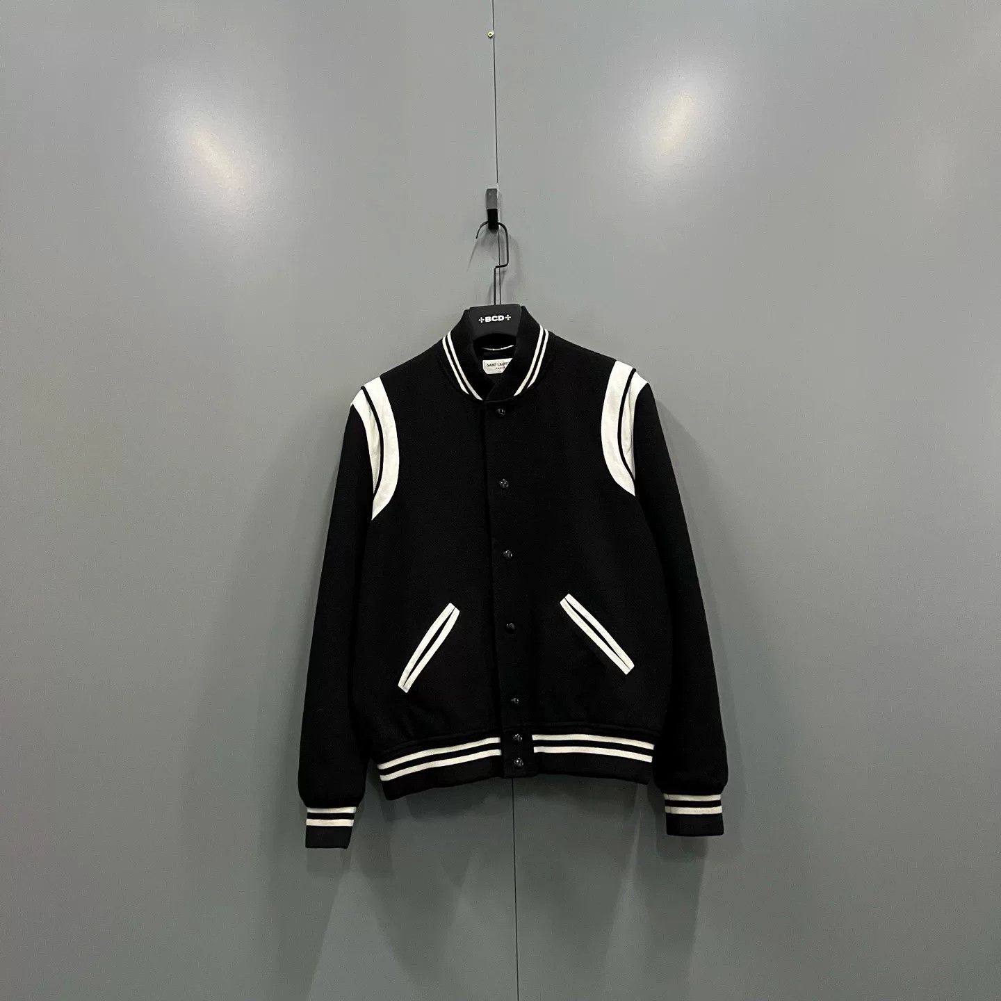 Saint Laurent Paris Saint Laurent Black Striped Baseball Jacket Size US L / EU 52-54 / 3 - 1 Thumbnail
