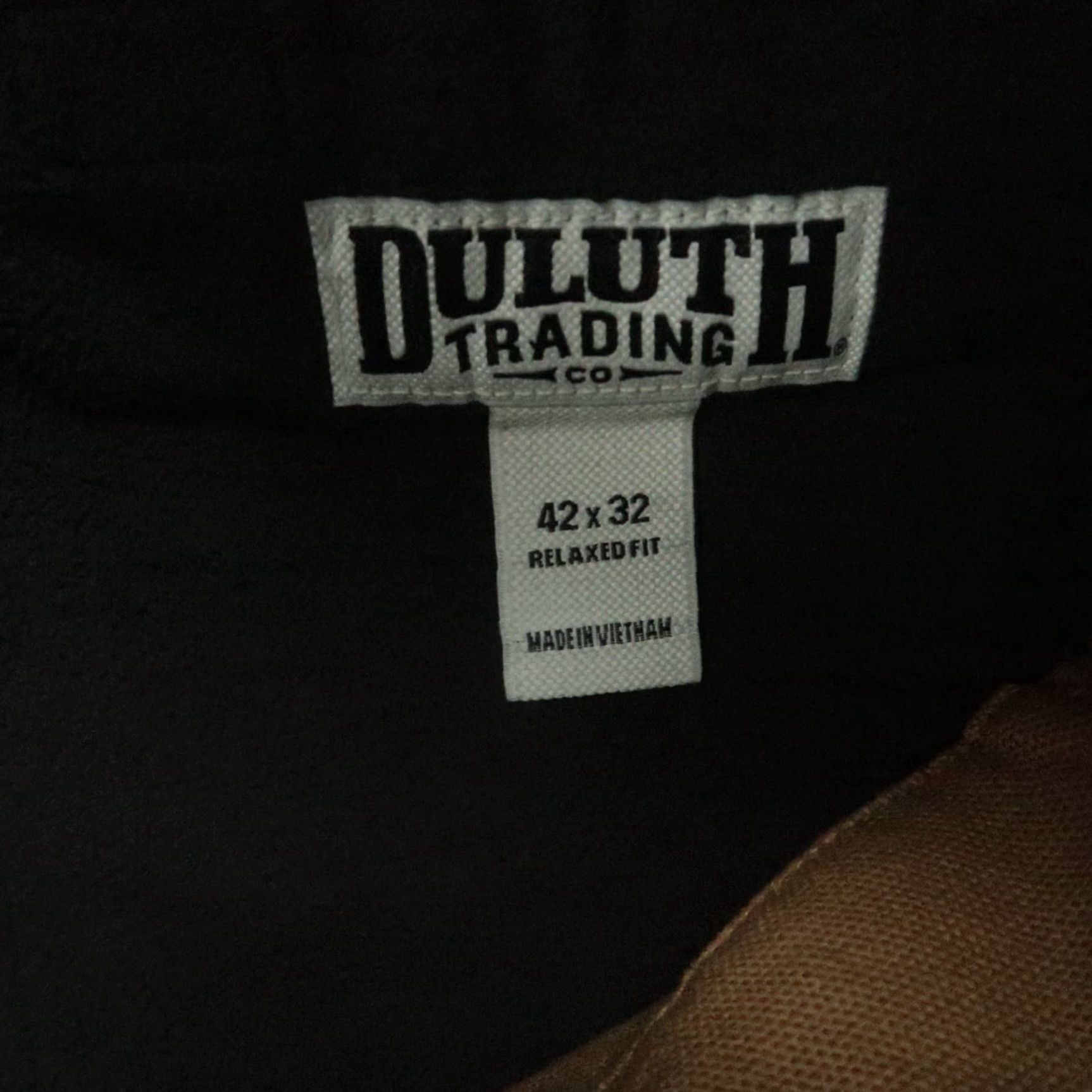 Duluth Trading Pants Men 42x32 Black Fire Hose Cargo Workwear NWT Denim Cotton Pockets Lined 42 in Inseam 32 in Regular Vintage: No Mens