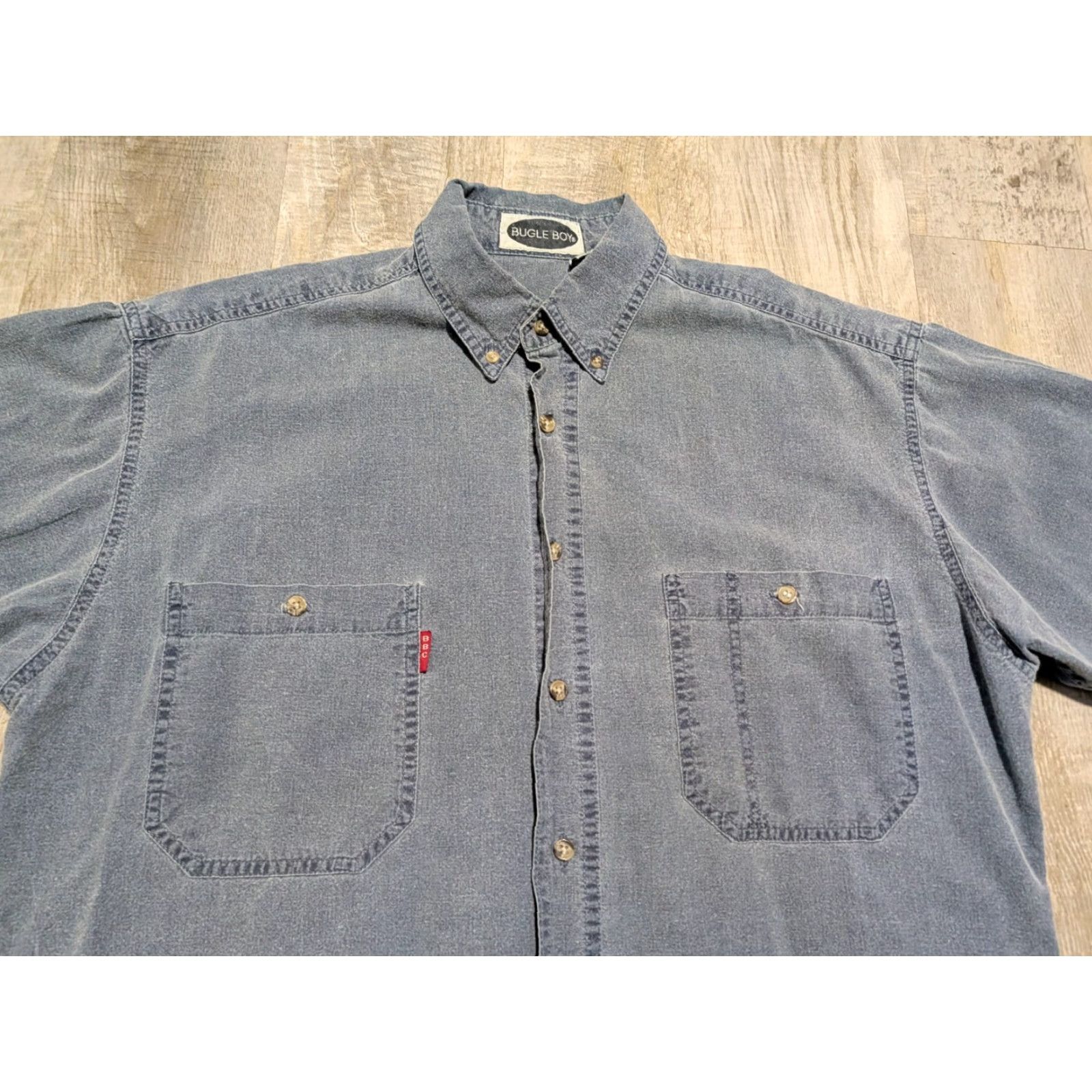 Bugle Boy VTG Bugle Boy Company Mens Short Sleeve Button Up Shirt Gray M 90s Retro Classic Logo Pockets Collared Mix Casual Size US M / EU 48-50 / 2 - 2 Thumbnail