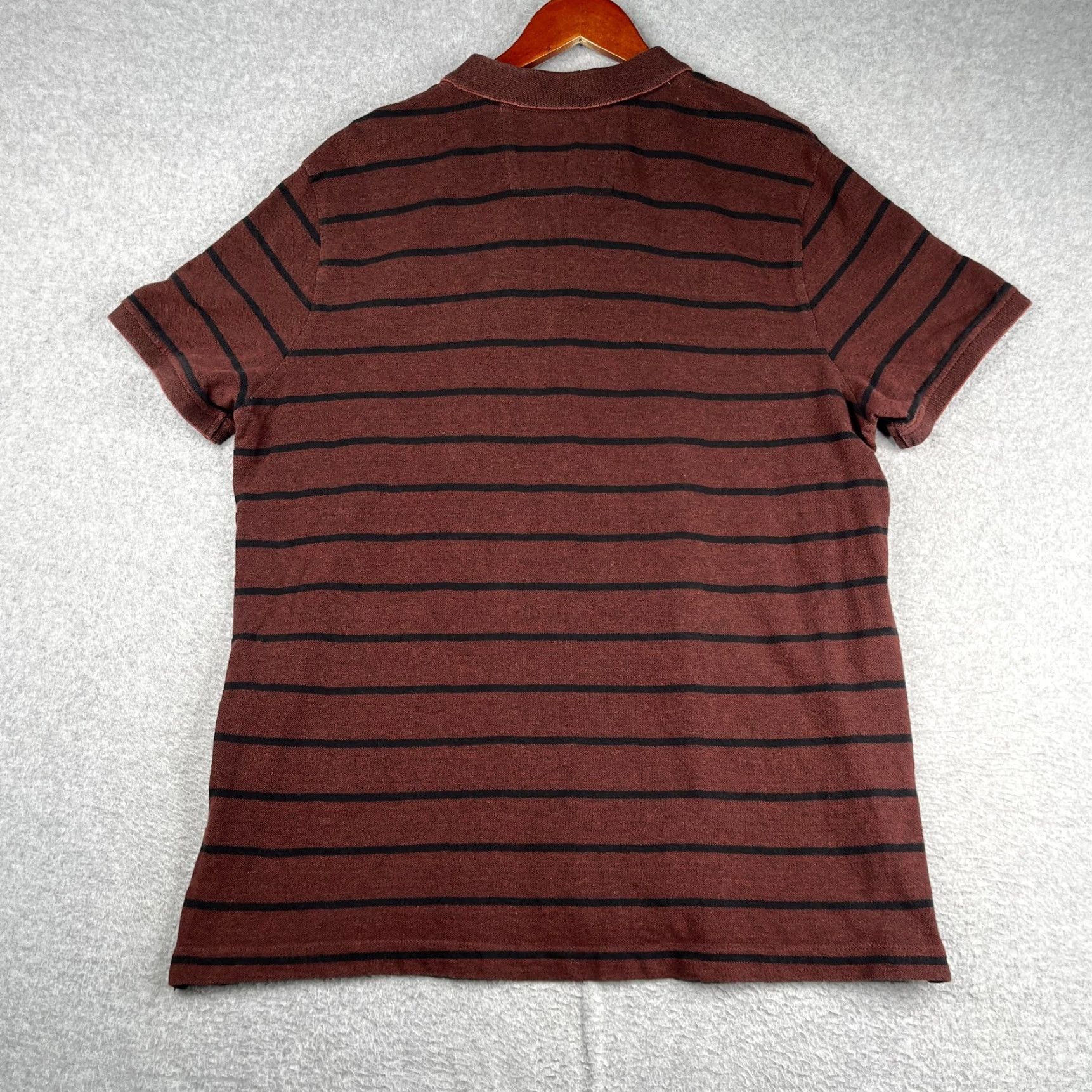 Banana Republic BANANA REPUBLIC Polo Shirt Organic Cotton Pique Mens XL Burgundy Striped Casual Shirt Size US XL / EU 56 / 4 - 6 Thumbnail